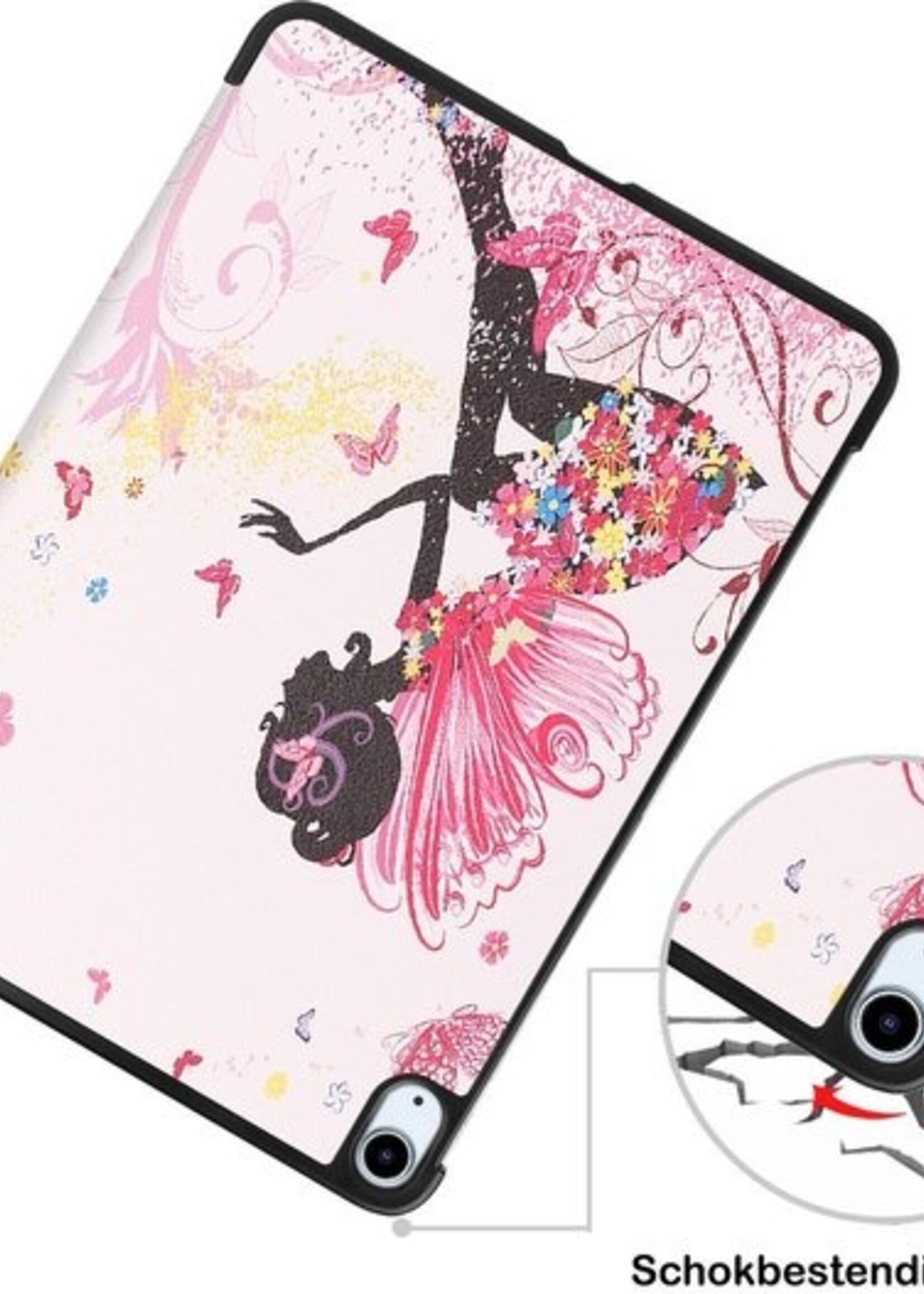 BTH Hoes Geschikt voor iPad Air 2020 Hoes Book Case Hoesje Trifold Cover - Hoesje Geschikt voor iPad Air 4 2020 Hoesje Bookcase - Elfje