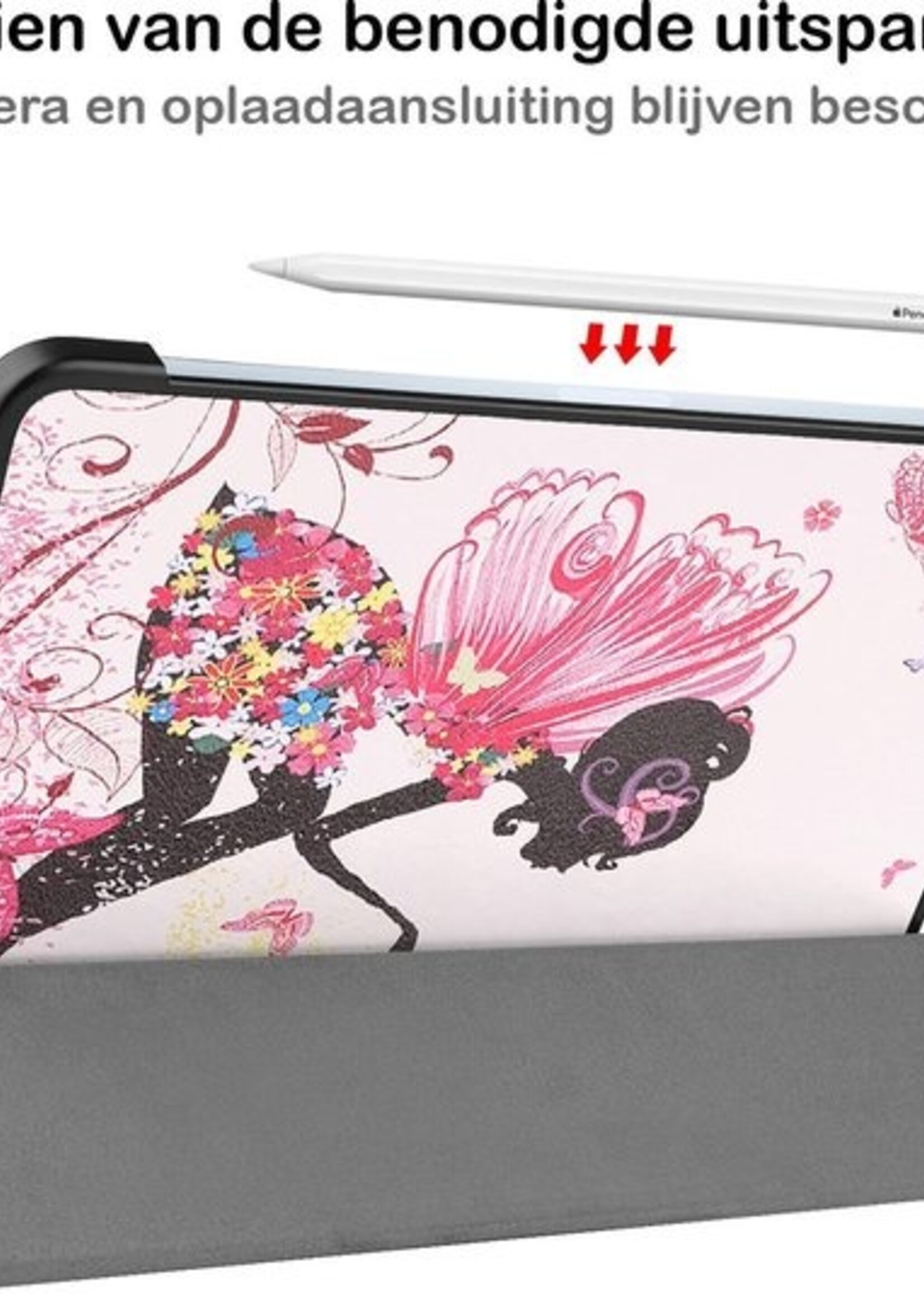 BTH Hoes Geschikt voor iPad Air 2020 Hoes Book Case Hoesje Trifold Cover - Hoesje Geschikt voor iPad Air 4 2020 Hoesje Bookcase - Elfje