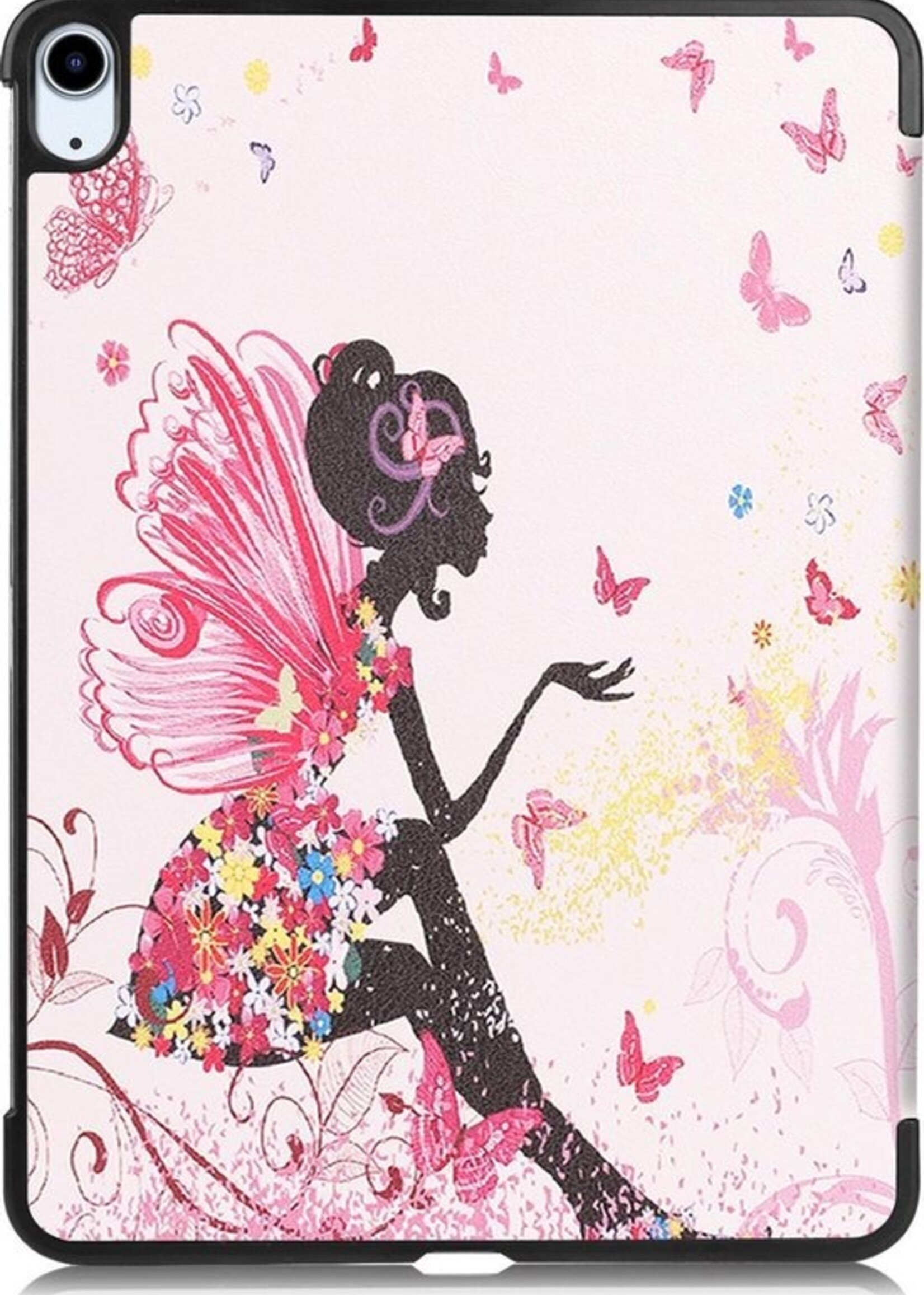 BTH Hoes Geschikt voor iPad Air 2020 Hoes Book Case Hoesje Trifold Cover - Hoesje Geschikt voor iPad Air 4 2020 Hoesje Bookcase - Elfje