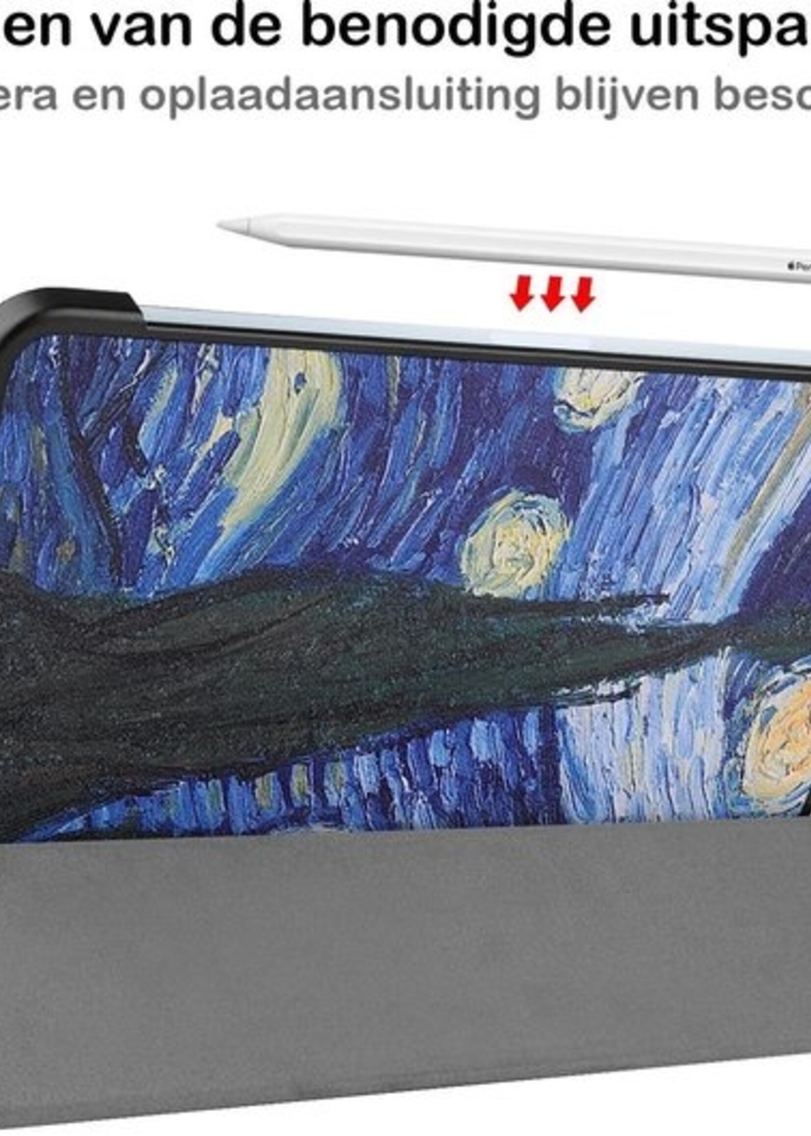 BTH Hoes Geschikt voor iPad Air 2020 Hoes Book Case Hoesje Trifold Cover - Hoesje Geschikt voor iPad Air 4 2020 Hoesje Bookcase - Sterrenhemel