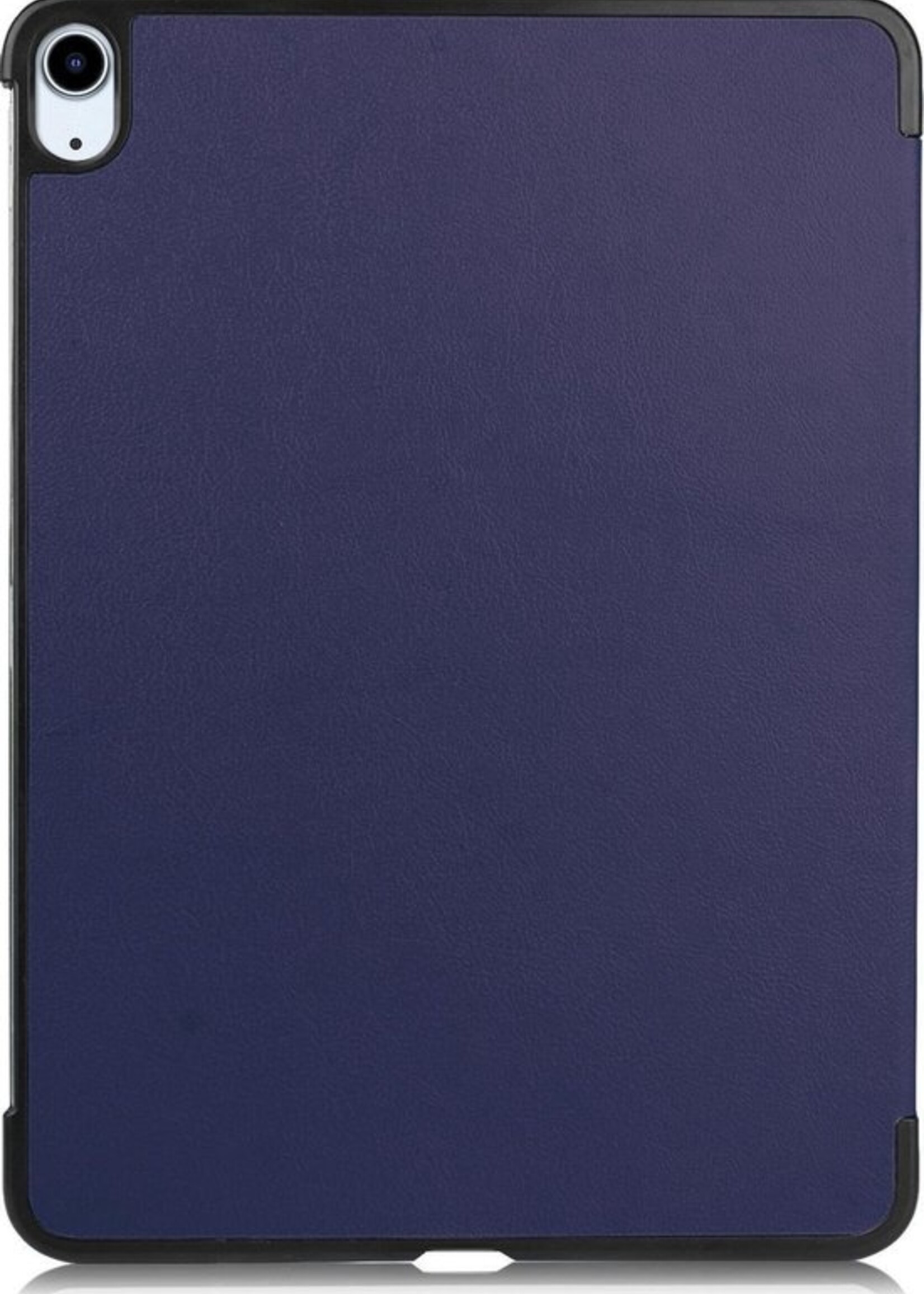 BTH Hoes Geschikt voor iPad Air 2020 Hoes Book Case Hoesje Trifold Cover Met Screenprotector - Hoesje Geschikt voor iPad Air 4 2020 Hoesje Bookcase - Donkerblauw