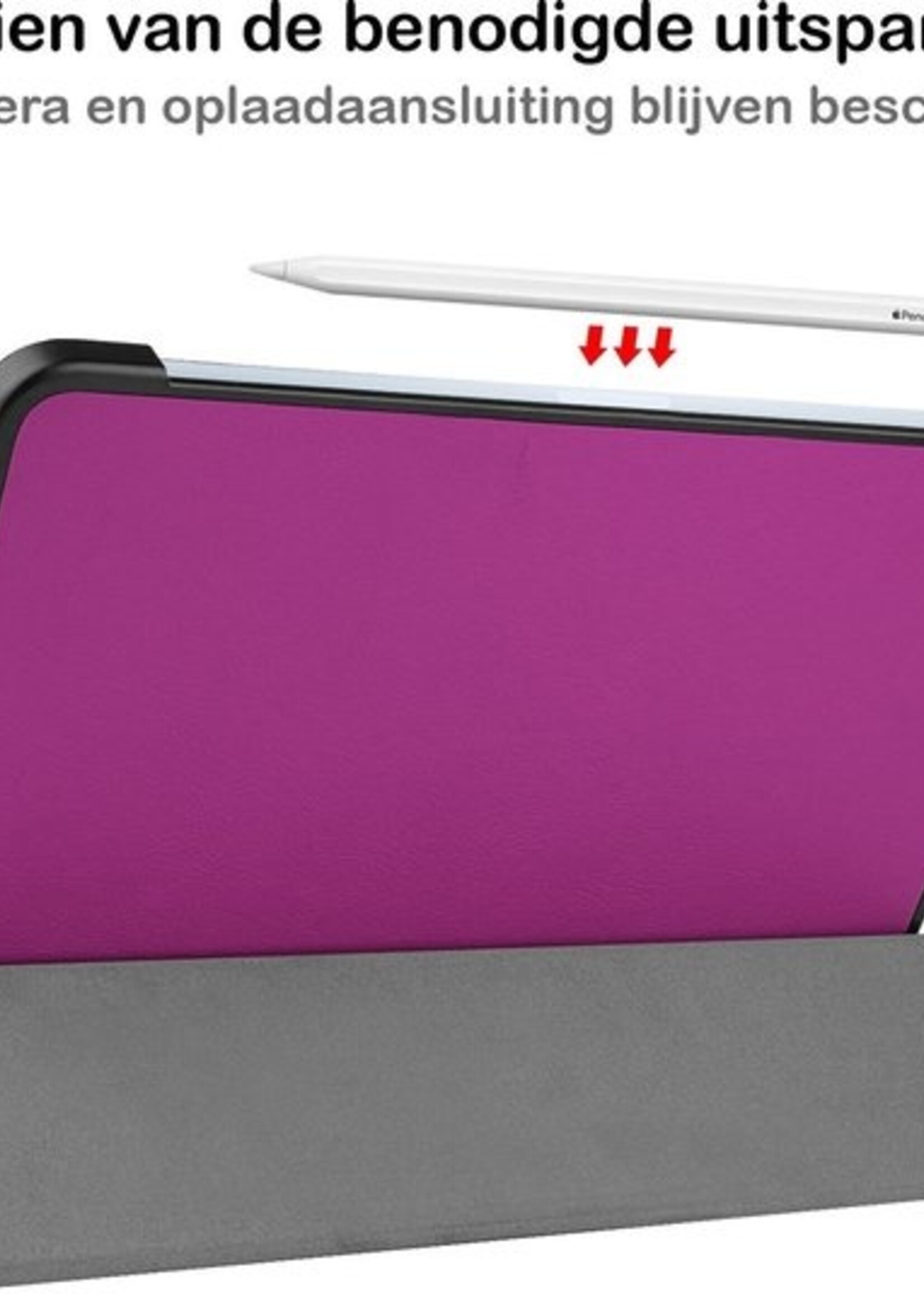 BTH Hoes Geschikt voor iPad Air 2020 Hoes Book Case Hoesje Trifold Cover Met Screenprotector - Hoesje Geschikt voor iPad Air 4 2020 Hoesje Bookcase - Paars