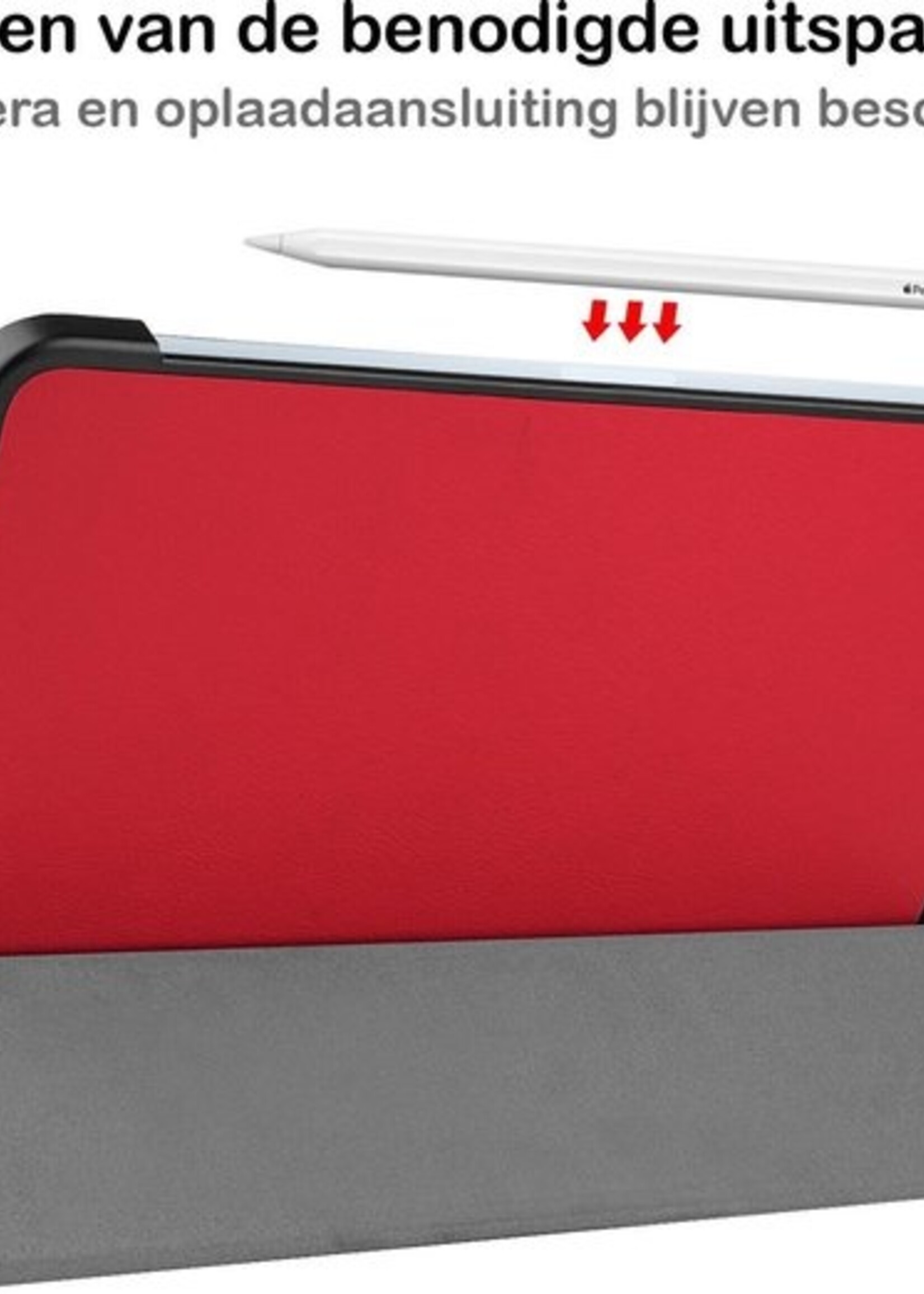 BTH Hoes Geschikt voor iPad Air 2020 Hoes Book Case Hoesje Trifold Cover Met Screenprotector - Hoesje Geschikt voor iPad Air 4 2020 Hoesje Bookcase - Rood