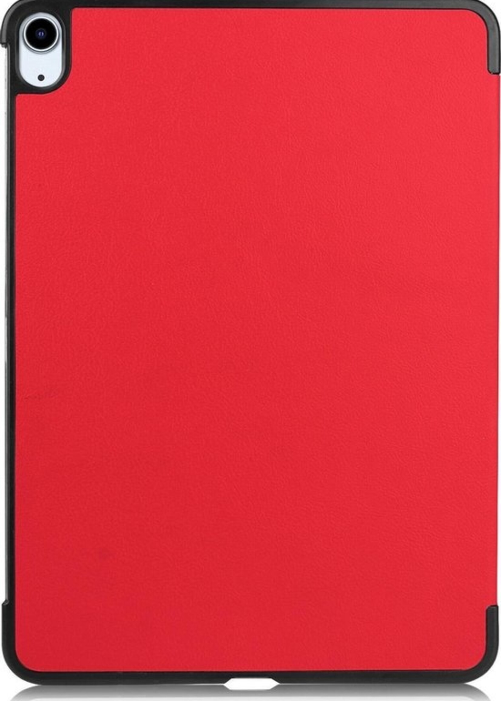BTH Hoes Geschikt voor iPad Air 2020 Hoes Book Case Hoesje Trifold Cover Met Screenprotector - Hoesje Geschikt voor iPad Air 4 2020 Hoesje Bookcase - Rood