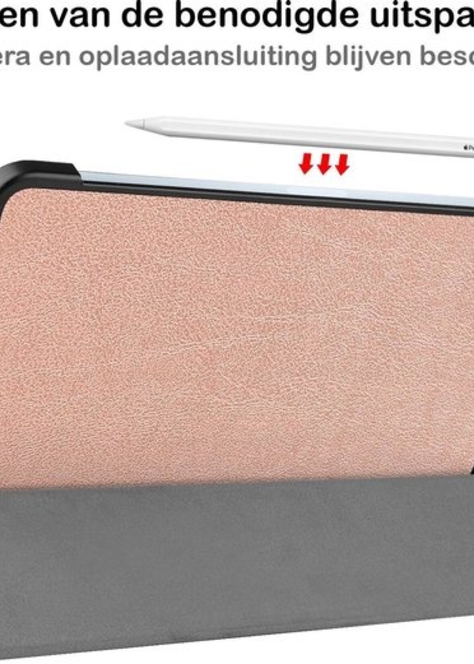 BTH Hoes Geschikt voor iPad Air 2020 Hoes Book Case Hoesje Trifold Cover Met Screenprotector - Hoesje Geschikt voor iPad Air 4 2020 Hoesje Bookcase - Rosé goud
