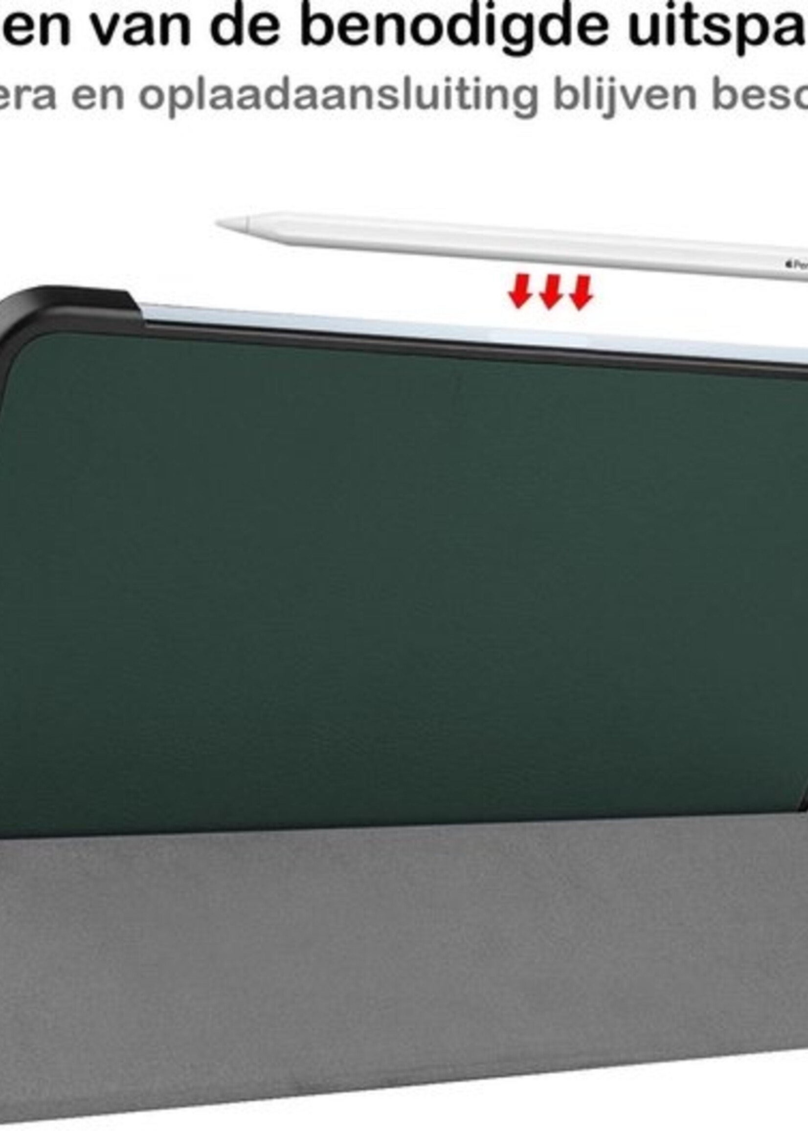 BTH Hoes Geschikt voor iPad Air 2020 Hoes Book Case Hoesje Trifold Cover Met Screenprotector - Hoesje Geschikt voor iPad Air 4 2020 Hoesje Bookcase - Donkergroen