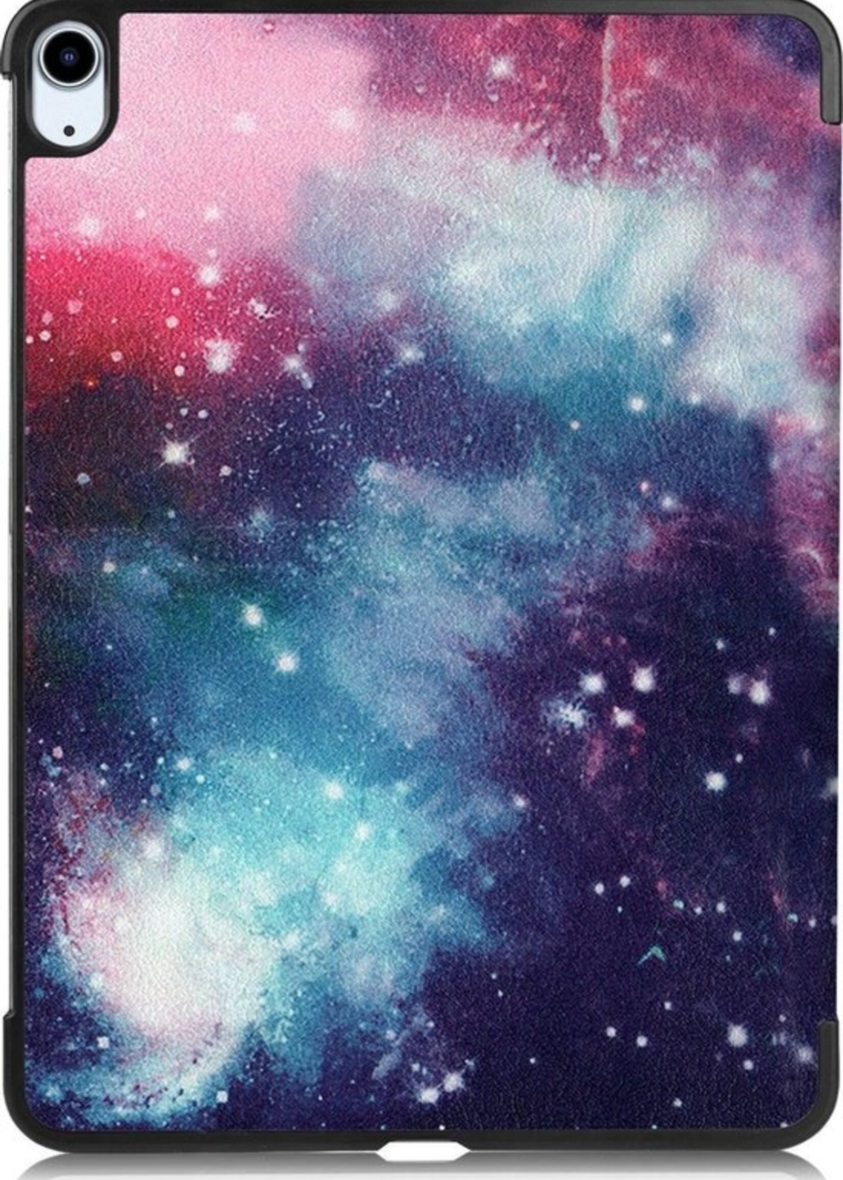 BTH Hoes Geschikt voor iPad Air 2020 Hoes Book Case Hoesje Trifold Cover Met Screenprotector - Hoesje Geschikt voor iPad Air 4 2020 Hoesje Bookcase - Galaxy