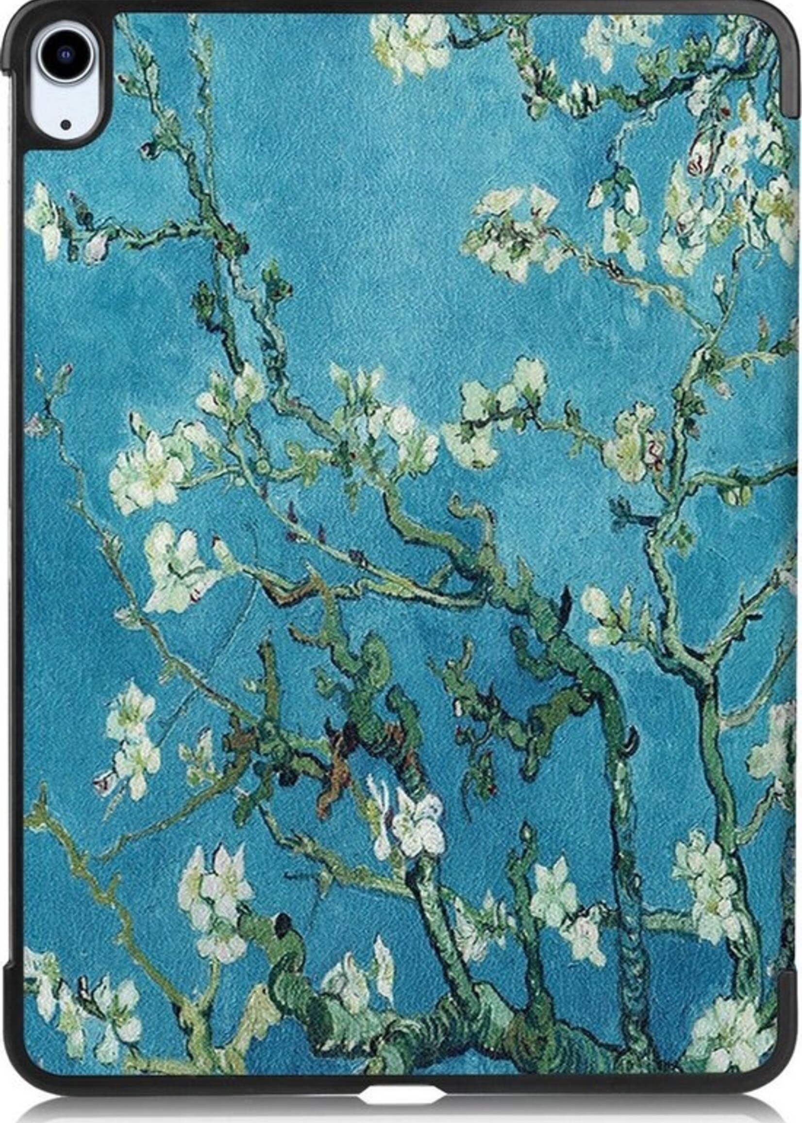 BTH Hoes Geschikt voor iPad Air 2020 Hoes Book Case Hoesje Trifold Cover Met Screenprotector - Hoesje Geschikt voor iPad Air 4 2020 Hoesje Bookcase - Bloesem