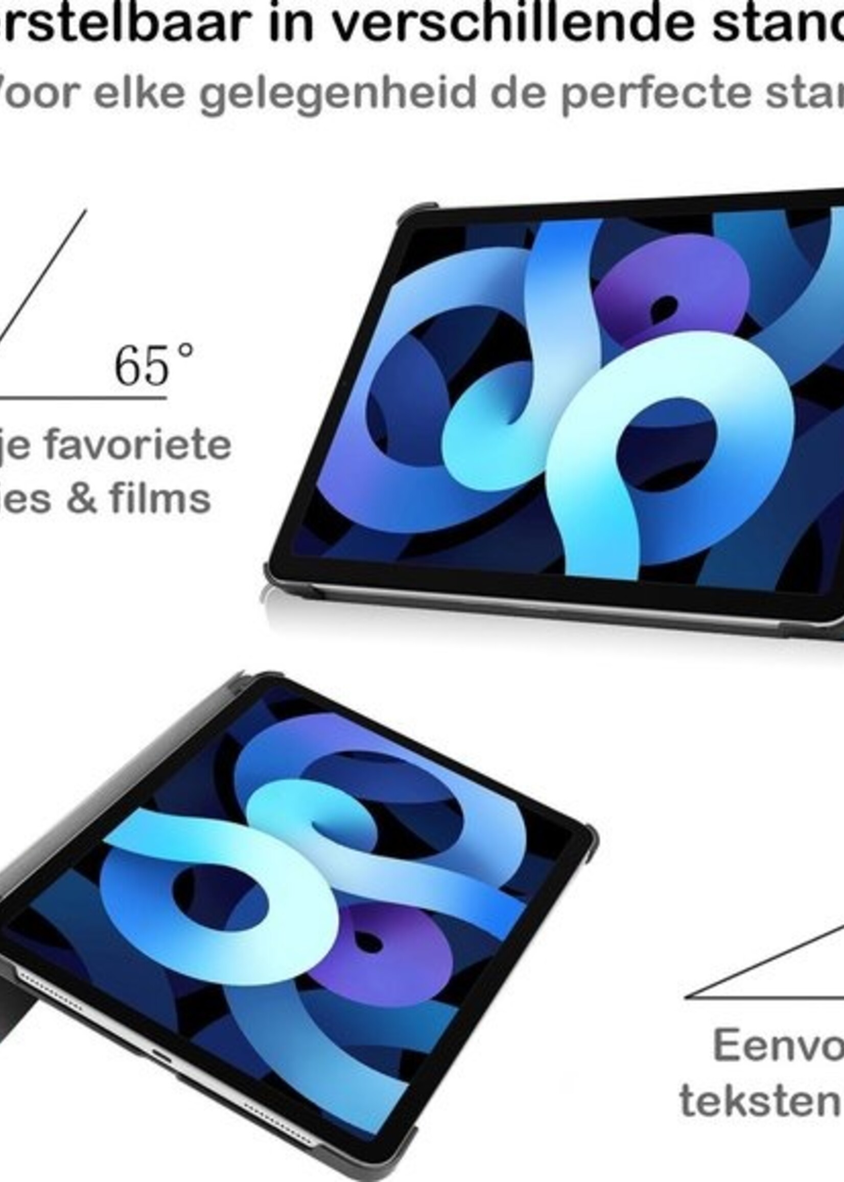 BTH Hoes Geschikt voor iPad Air 2020 Hoes Book Case Hoesje Trifold Cover Met Screenprotector - Hoesje Geschikt voor iPad Air 4 2020 Hoesje Bookcase - Bloesem