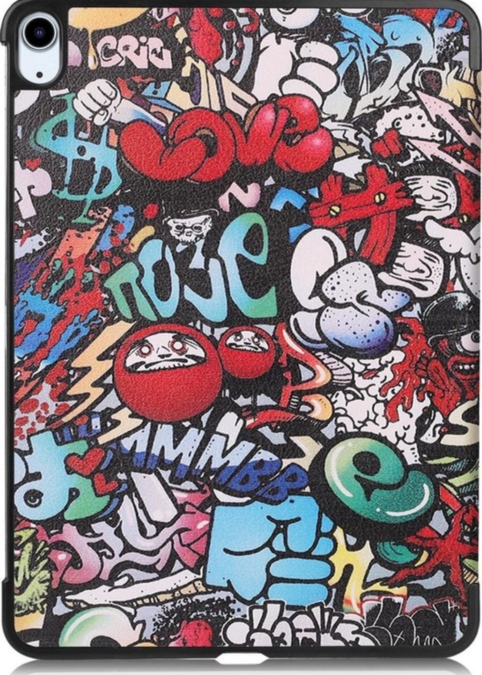 BTH Hoes Geschikt voor iPad Air 2020 Hoes Book Case Hoesje Trifold Cover Met Screenprotector - Hoesje Geschikt voor iPad Air 4 2020 Hoesje Bookcase - Graffity