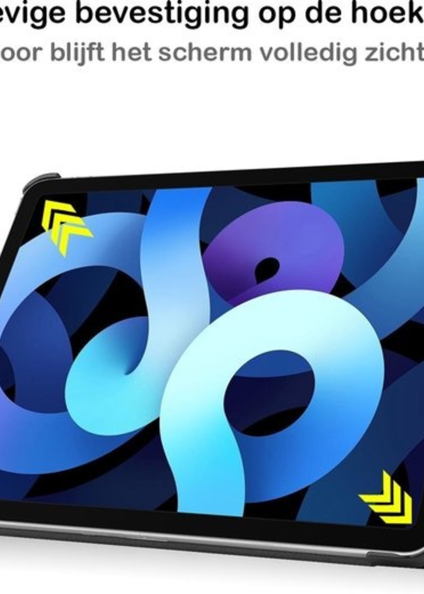 BTH Hoes Geschikt voor iPad Air 2020 Hoes Book Case Hoesje Trifold Cover Met Screenprotector - Hoesje Geschikt voor iPad Air 4 2020 Hoesje Bookcase - Sterrenhemel