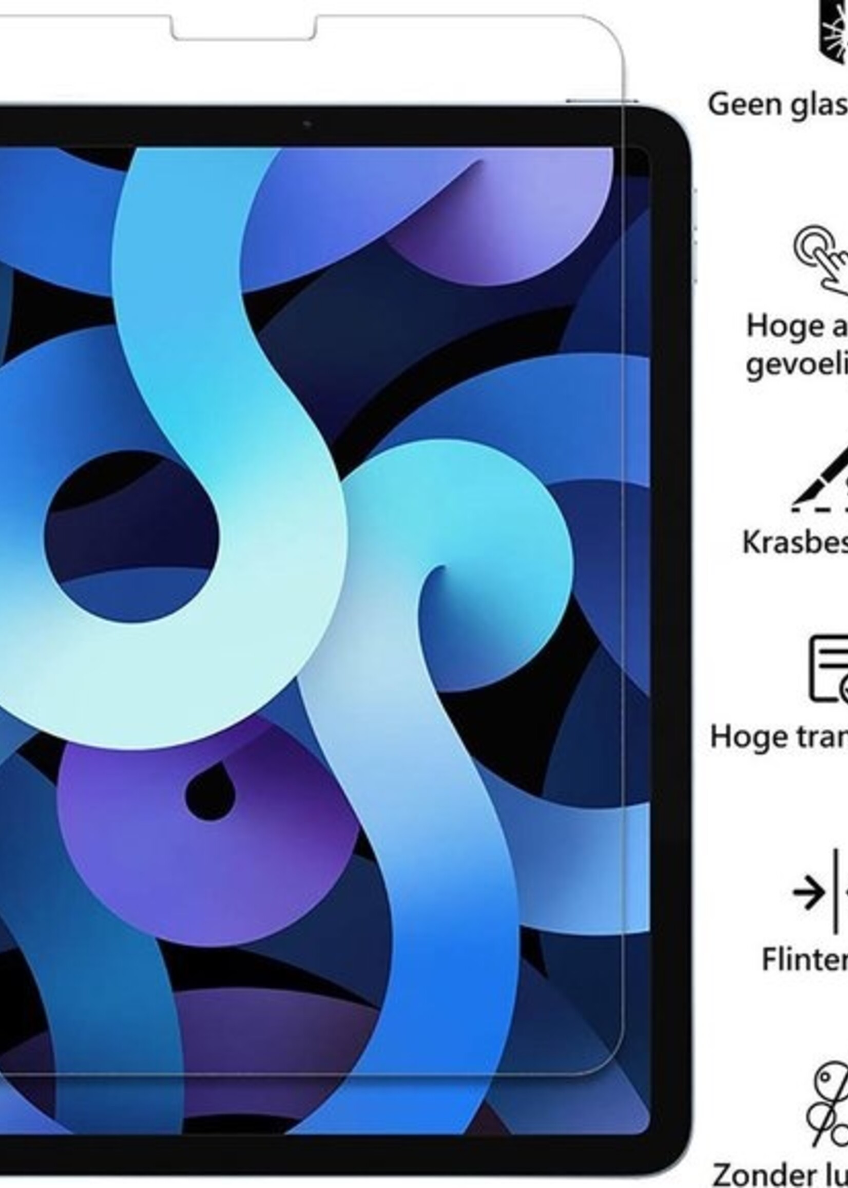 BTH Hoes Geschikt voor iPad Air 2020 Hoes Book Case Hoesje Trifold Cover Met Screenprotector - Hoesje Geschikt voor iPad Air 4 2020 Hoesje Bookcase - Blokken