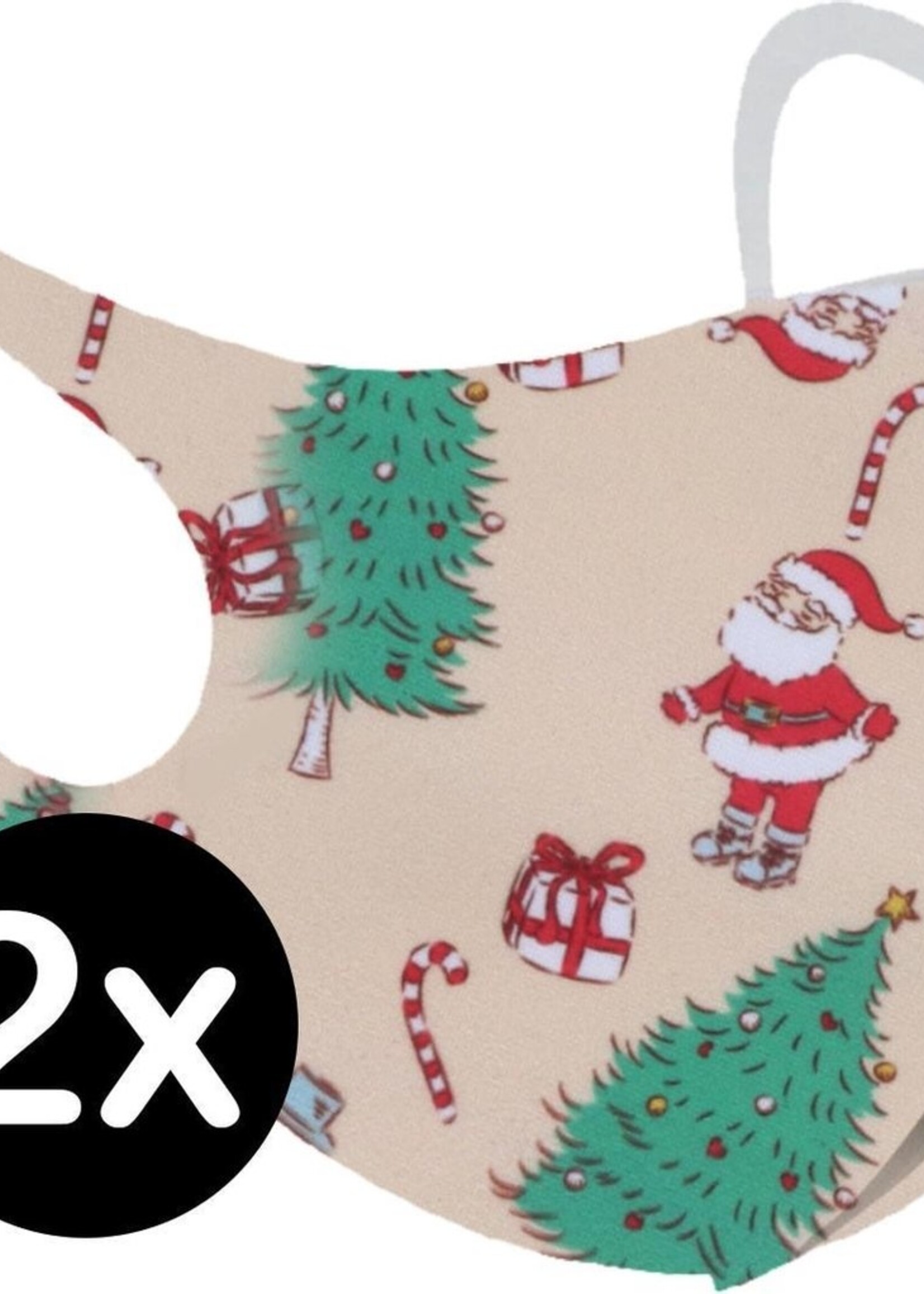 BTH Mondkapje Wasbaar Kerst Mondmasker Mondkapjes Niet Medisch Creme - 2x