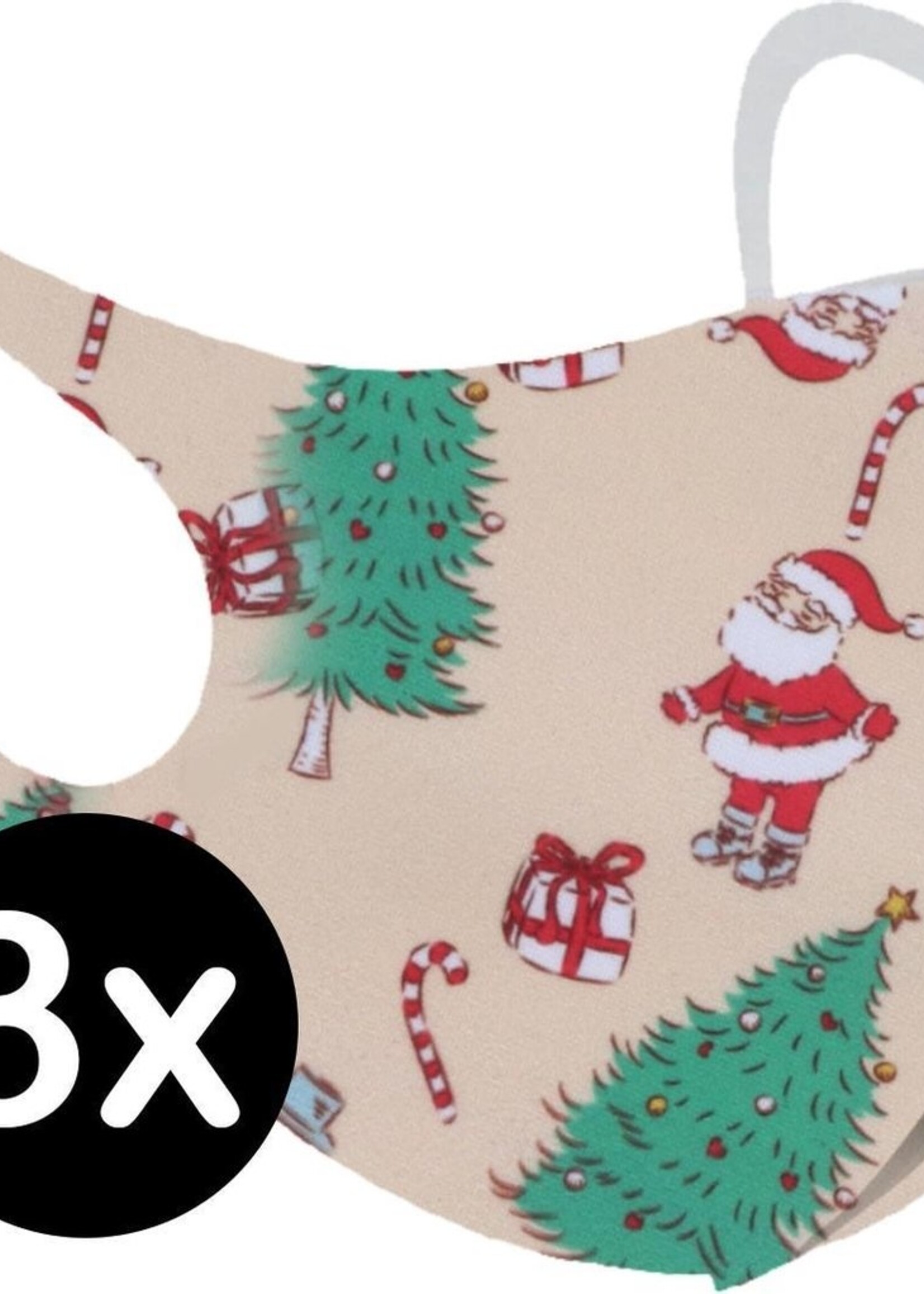 BTH Mondkapje Wasbaar Kerst Mondmasker Mondkapjes Niet Medisch Creme - 3x