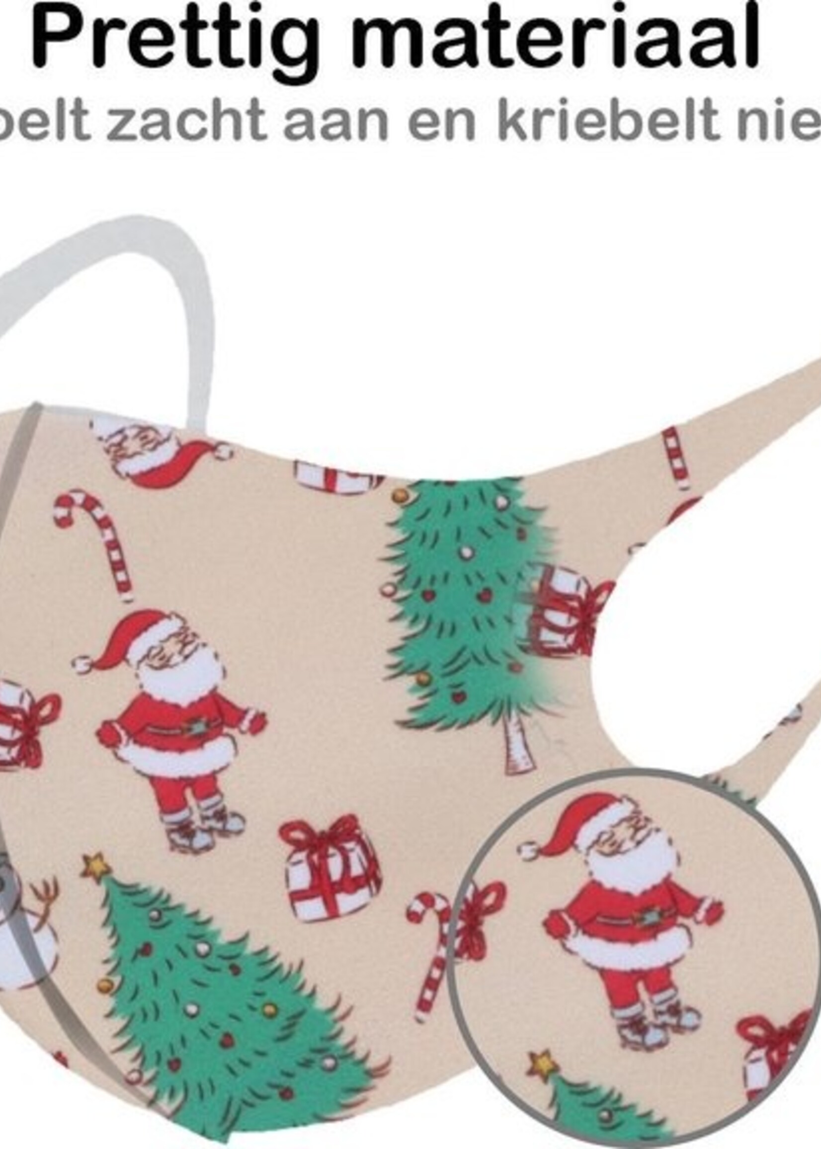 BTH Mondkapje Wasbaar Kerst Mondmasker Mondkapjes Niet Medisch Creme - 3x
