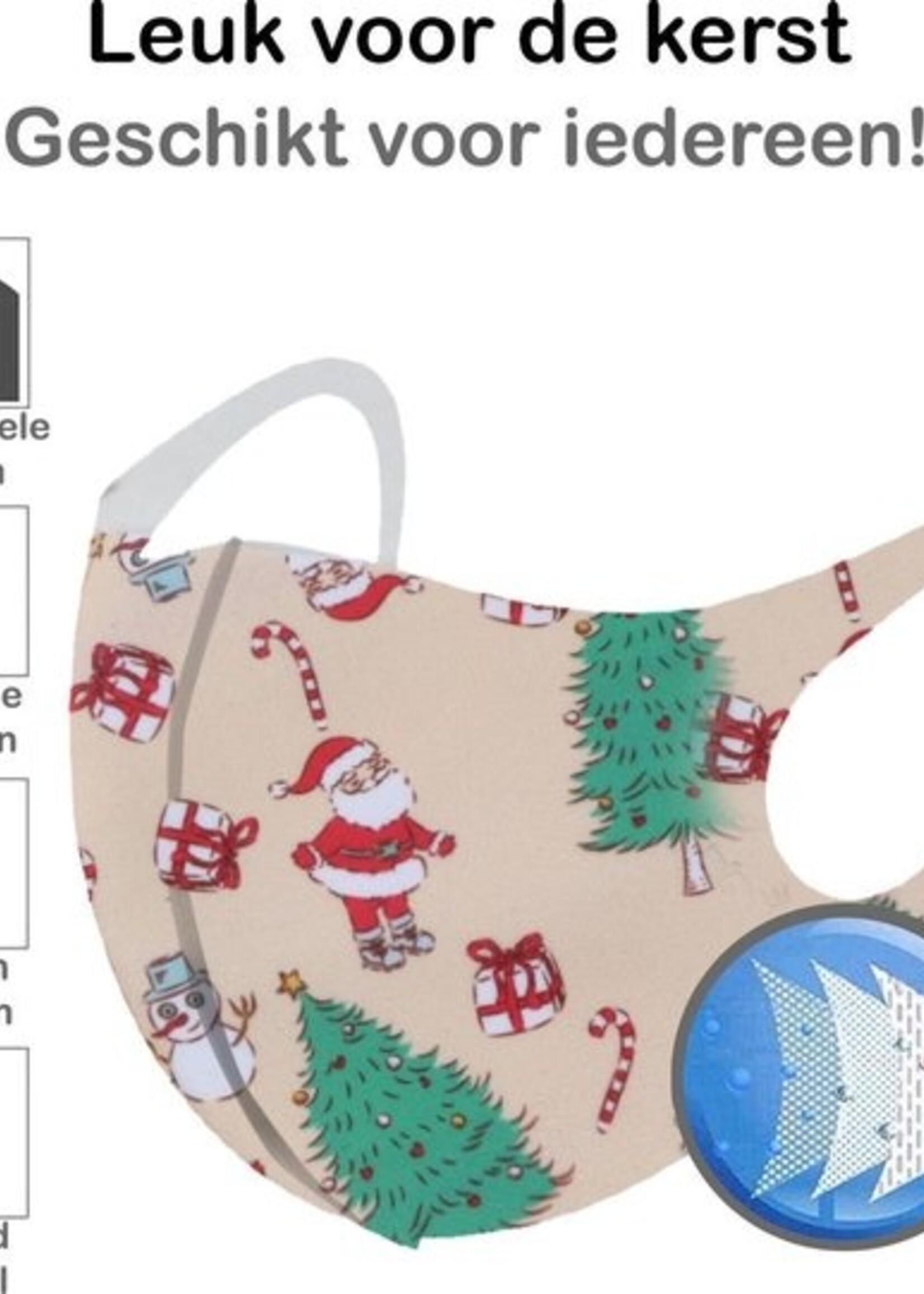 BTH Mondkapje Wasbaar Kerst Mondmasker Mondkapjes Niet Medisch Creme - 3x
