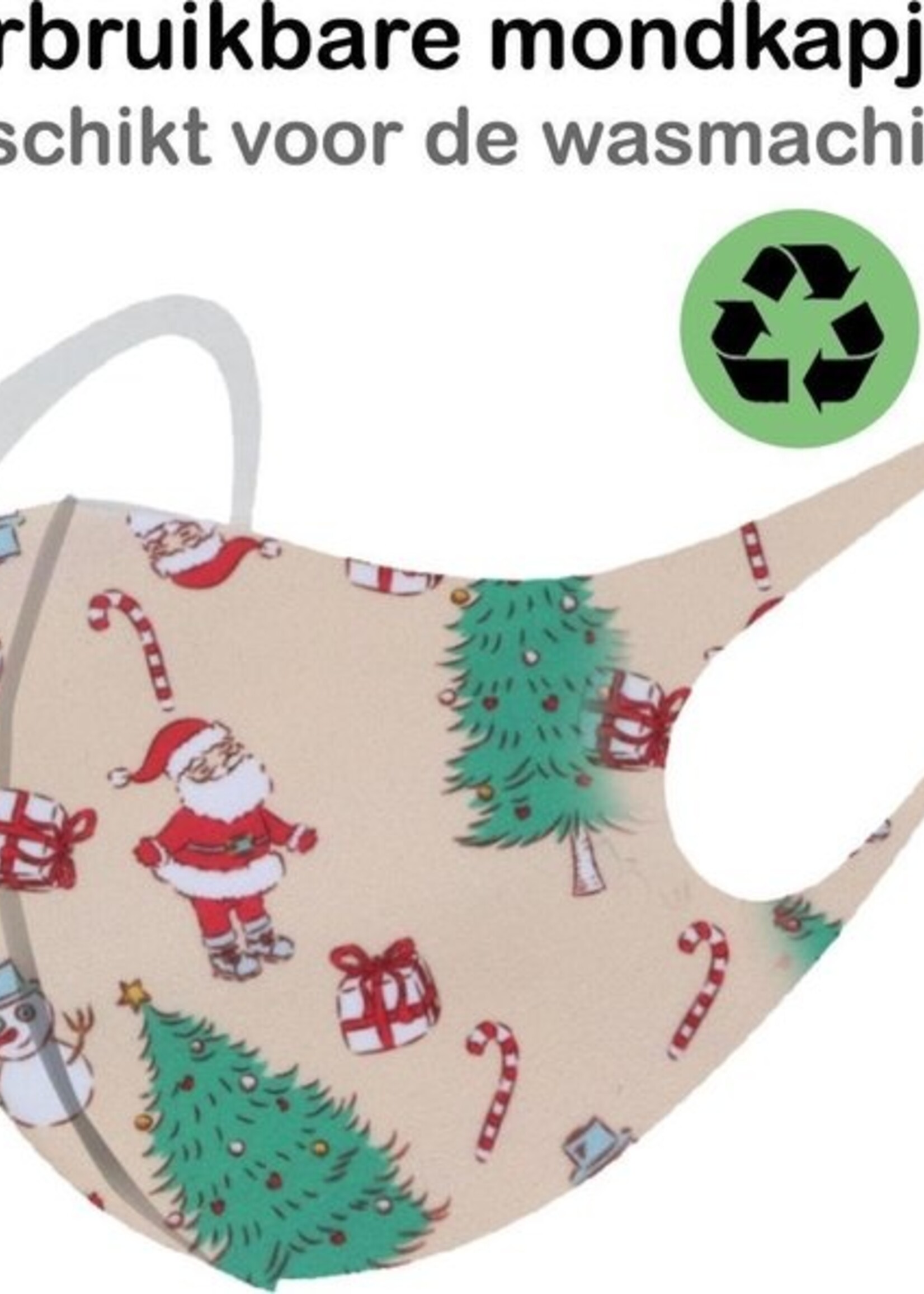 BTH Mondkapje Wasbaar Kerst Mondmasker Mondkapjes Niet Medisch Creme - 3x