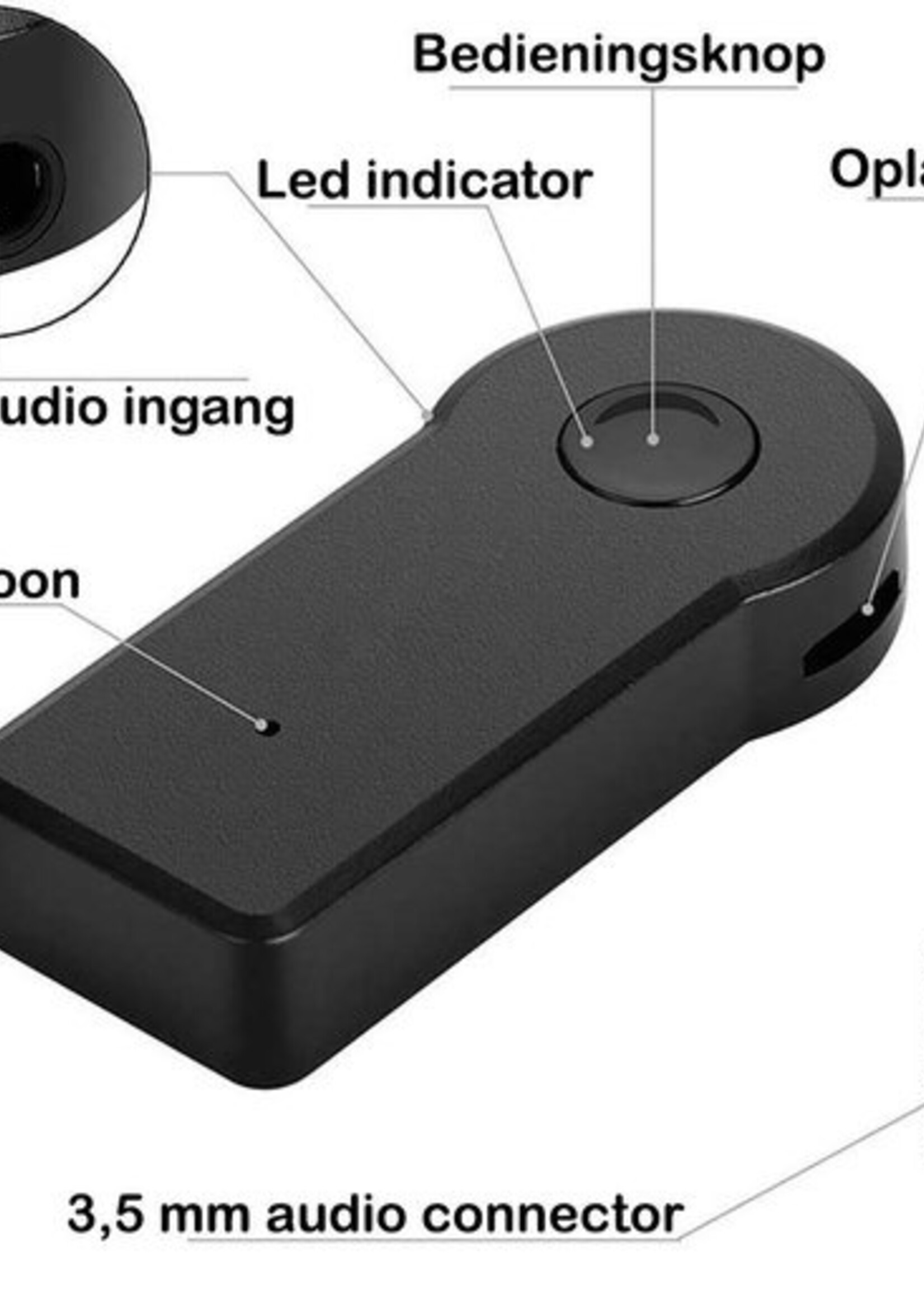 BTH Draadloze Bluetooth Adapter Auto Bluetooth Receiver Audio Muziek AUX - 2 PACK