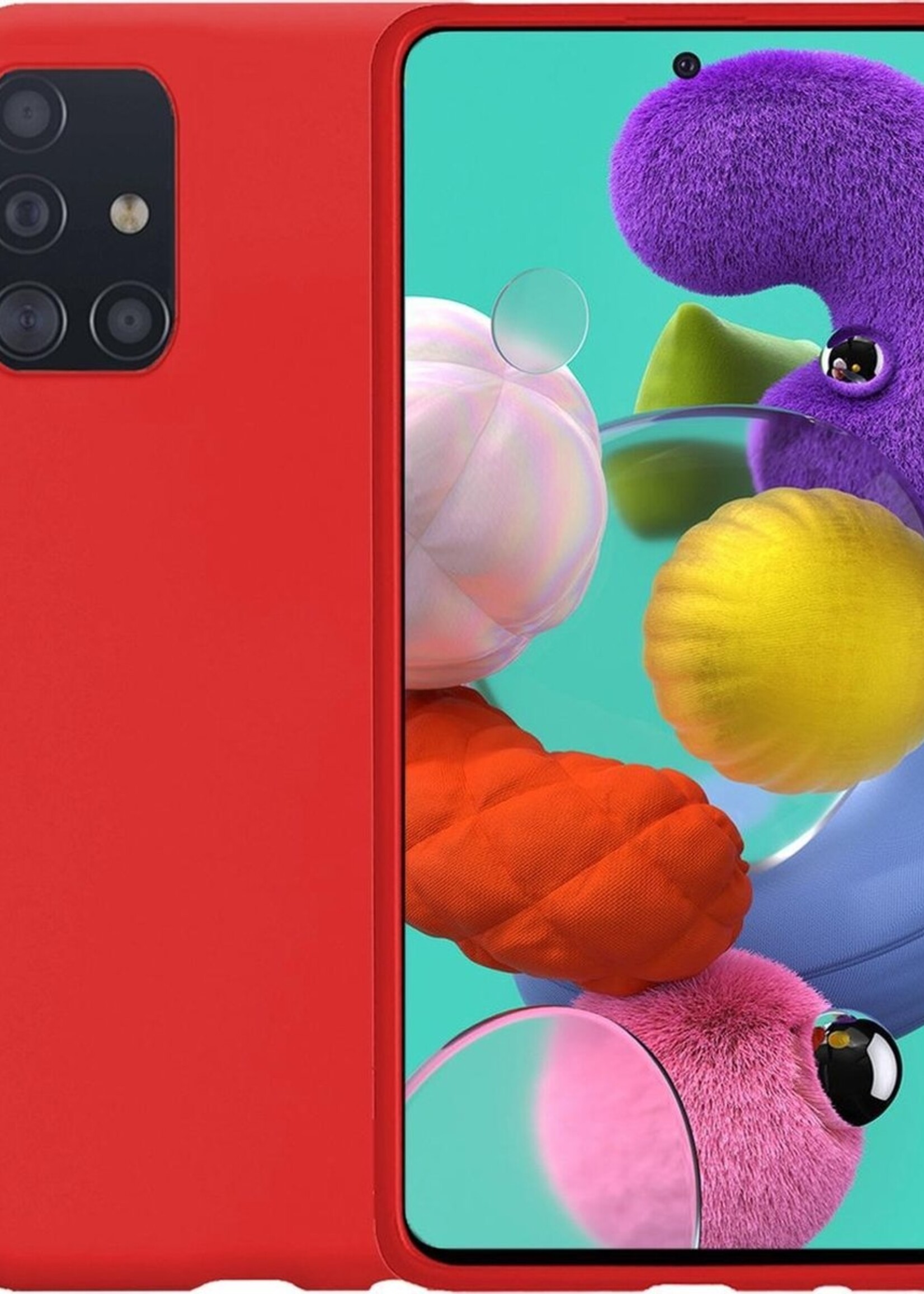 BTH Hoesje Geschikt voor Samsung A51 Hoesje Siliconen Case Hoes - Hoes Geschikt voor Samsung Galaxy A51 Hoes Cover Case - Rood