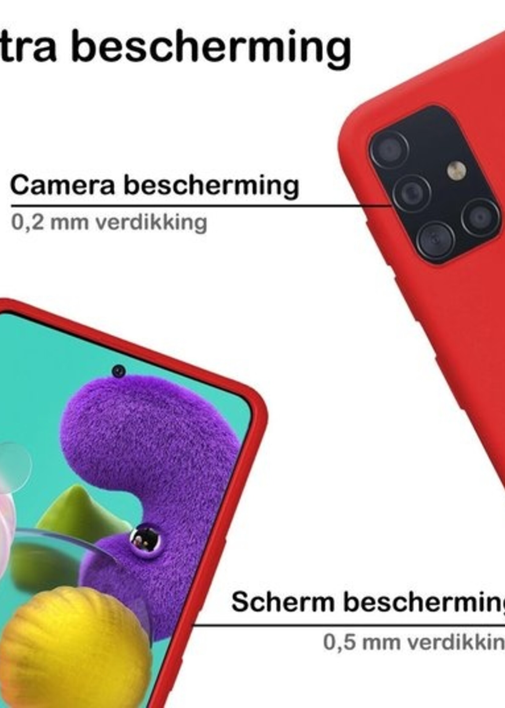 BTH Hoesje Geschikt voor Samsung A51 Hoesje Siliconen Case Hoes - Hoes Geschikt voor Samsung Galaxy A51 Hoes Cover Case - Rood