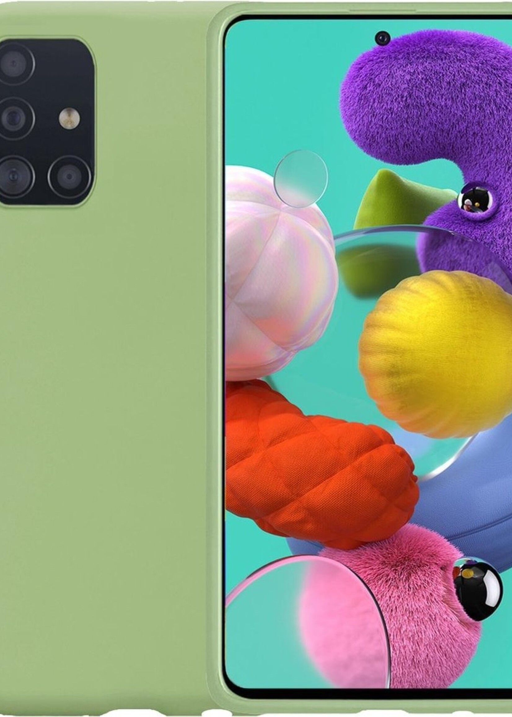 BTH Hoesje Geschikt voor Samsung A51 Hoesje Siliconen Case Hoes - Hoes Geschikt voor Samsung Galaxy A51 Hoes Cover Case - Groen