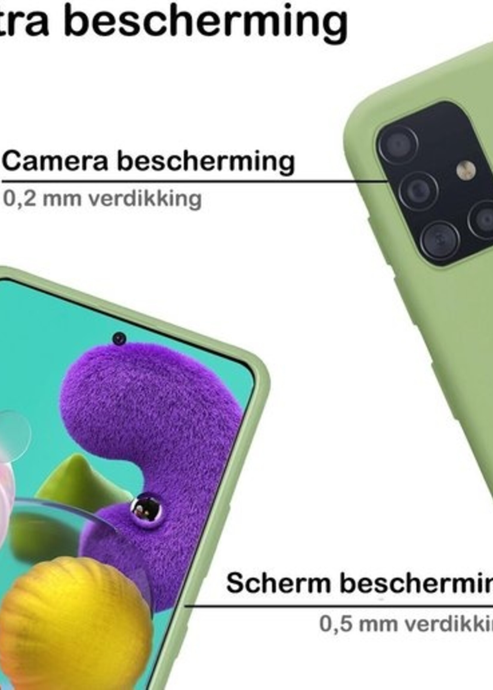 BTH Hoesje Geschikt voor Samsung A51 Hoesje Siliconen Case Hoes - Hoes Geschikt voor Samsung Galaxy A51 Hoes Cover Case - Groen