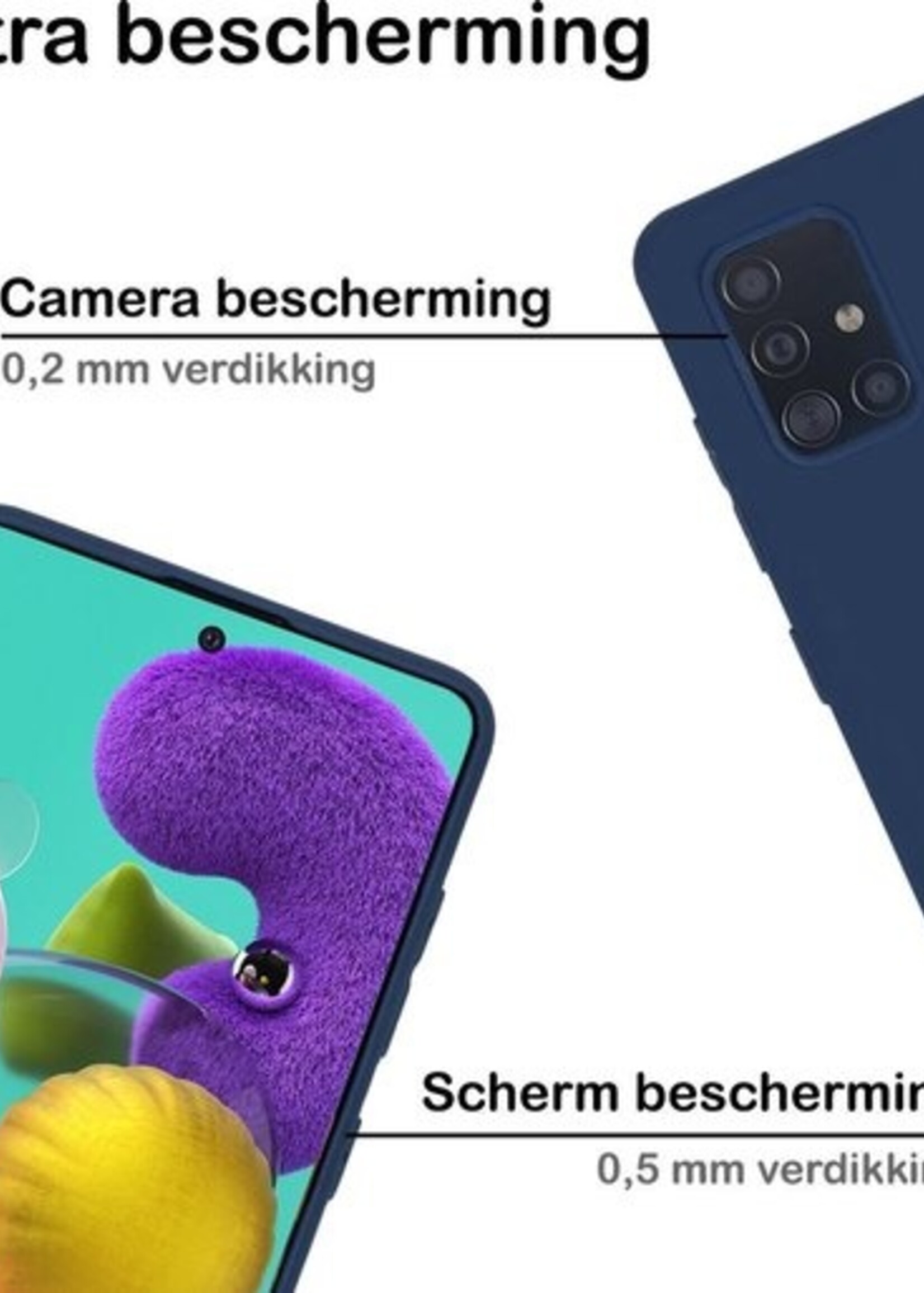 BTH Hoesje Geschikt voor Samsung A51 Hoesje Siliconen Case Hoes - Hoes Geschikt voor Samsung Galaxy A51 Hoes Cover Case - Blauw