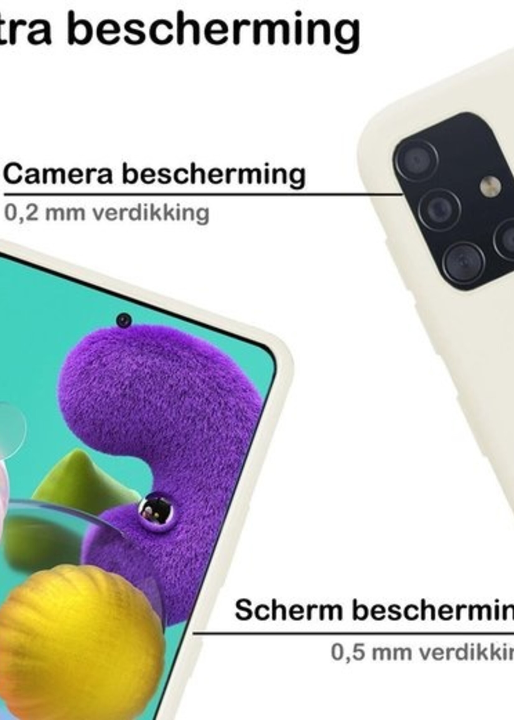 BTH Hoesje Geschikt voor Samsung A51 Hoesje Siliconen Case Hoes - Hoes Geschikt voor Samsung Galaxy A51 Hoes Cover Case - Wit