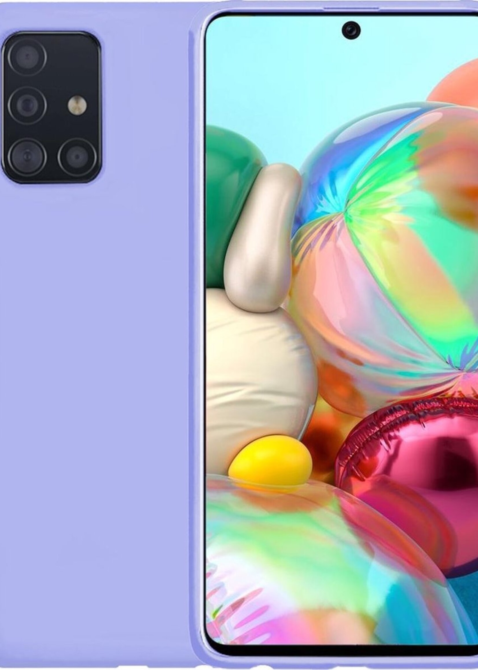 BTH Hoesje Geschikt voor Samsung A71 Hoesje Siliconen Case Hoes - Hoes Geschikt voor Samsung Galaxy A71 Hoes Cover Case - Lila