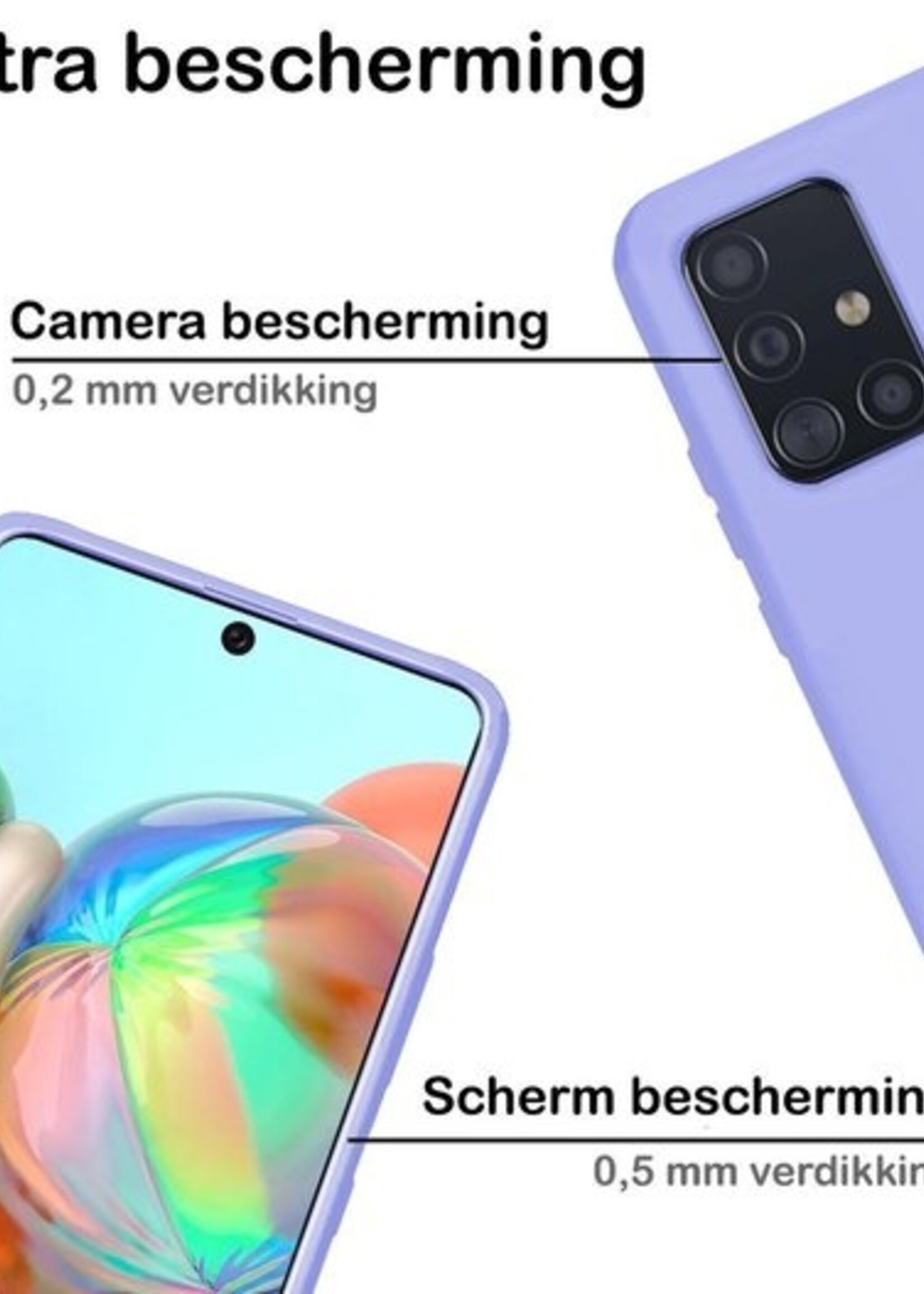 BTH Hoesje Geschikt voor Samsung A71 Hoesje Siliconen Case Hoes - Hoes Geschikt voor Samsung Galaxy A71 Hoes Cover Case - Lila