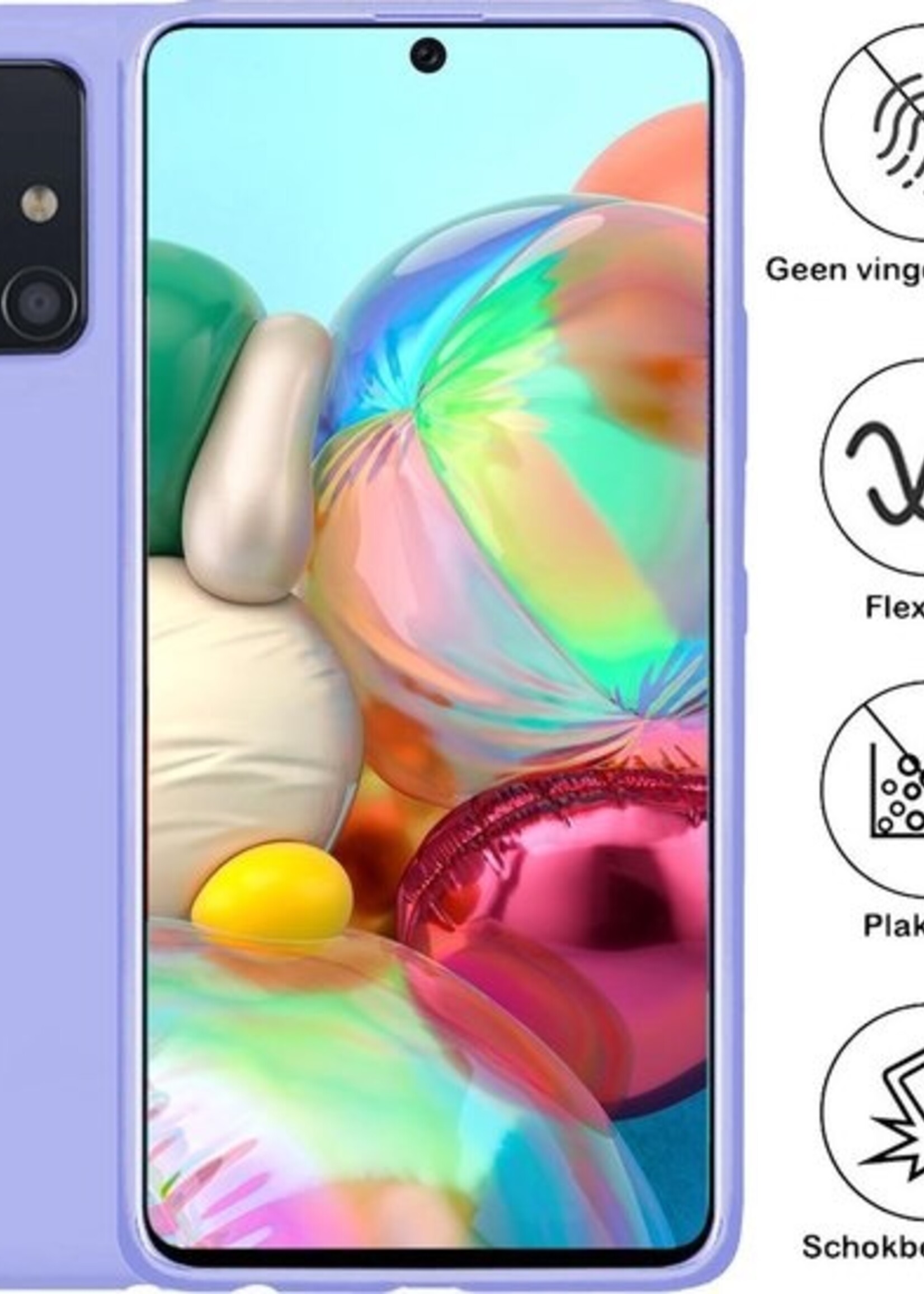 BTH Hoesje Geschikt voor Samsung A71 Hoesje Siliconen Case Hoes - Hoes Geschikt voor Samsung Galaxy A71 Hoes Cover Case - Lila