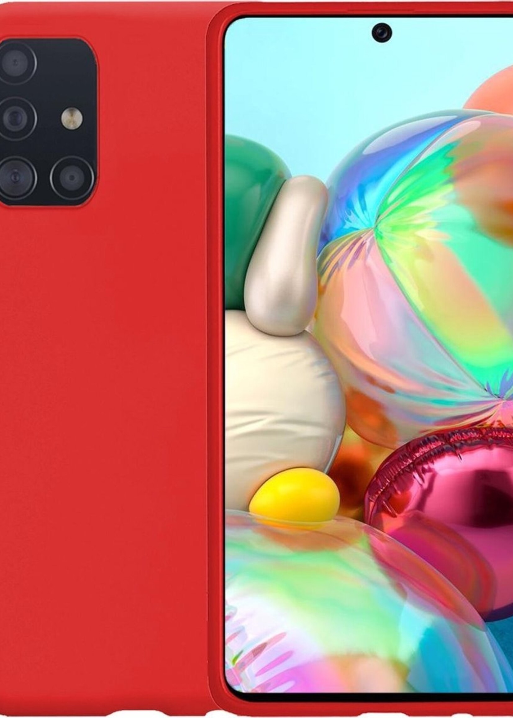 BTH Hoesje Geschikt voor Samsung A71 Hoesje Siliconen Case Hoes - Hoes Geschikt voor Samsung Galaxy A71 Hoes Cover Case - Rood