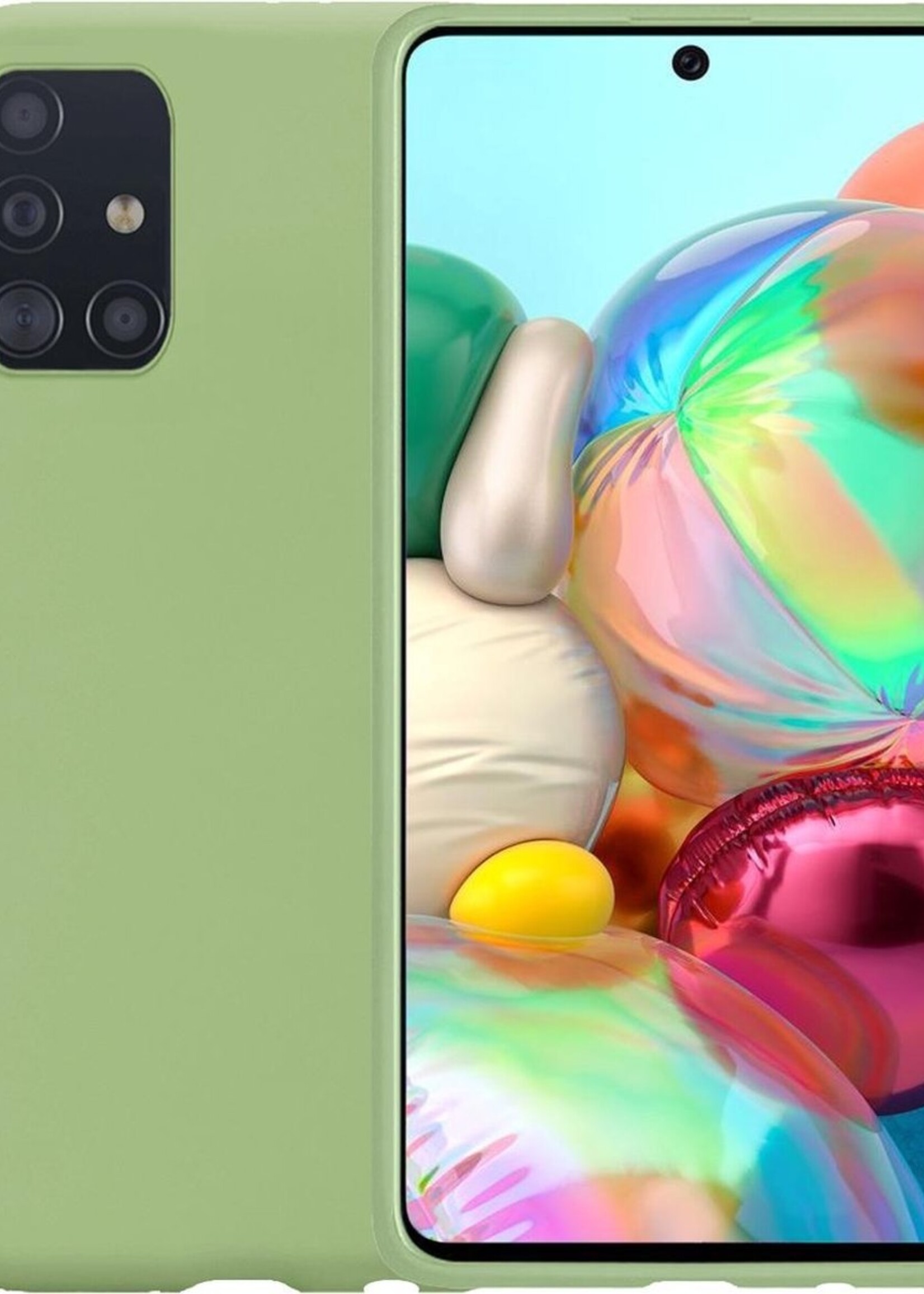 BTH Hoesje Geschikt voor Samsung A71 Hoesje Siliconen Case Hoes - Hoes Geschikt voor Samsung Galaxy A71 Hoes Cover Case - Groen