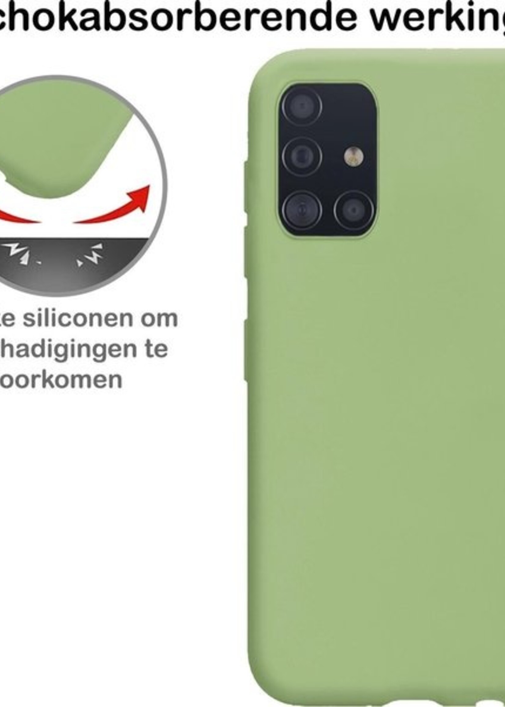 BTH Hoesje Geschikt voor Samsung A71 Hoesje Siliconen Case Hoes - Hoes Geschikt voor Samsung Galaxy A71 Hoes Cover Case - Groen