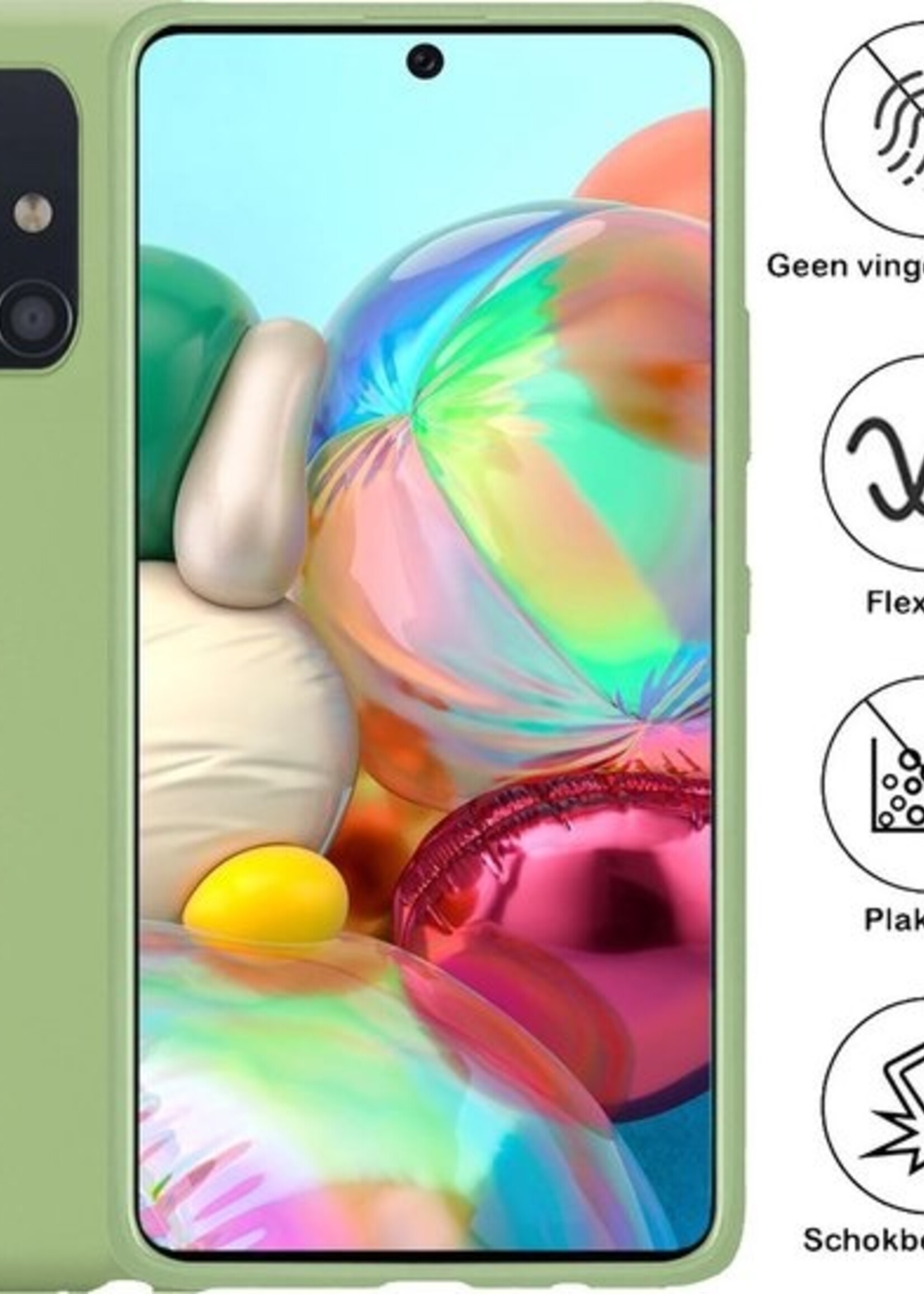 BTH Hoesje Geschikt voor Samsung A71 Hoesje Siliconen Case Hoes - Hoes Geschikt voor Samsung Galaxy A71 Hoes Cover Case - Groen