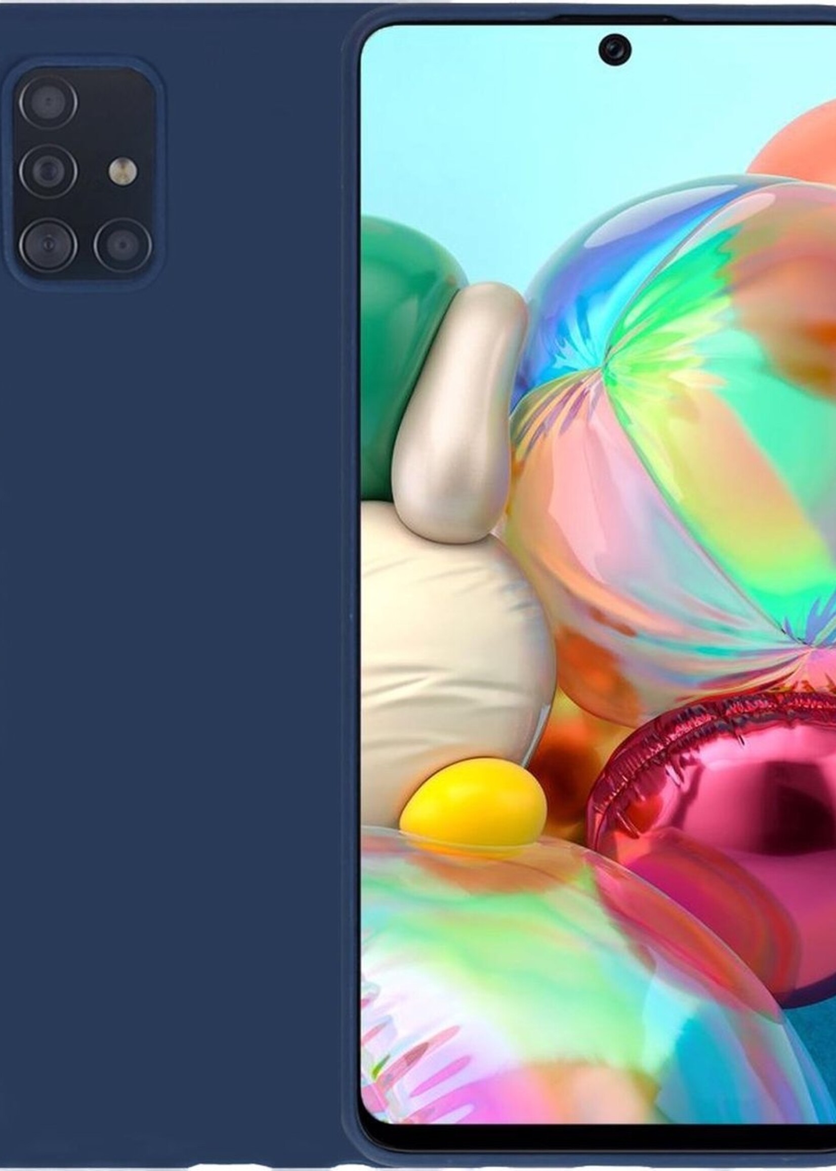 BTH Hoesje Geschikt voor Samsung A71 Hoesje Siliconen Case Hoes - Hoes Geschikt voor Samsung Galaxy A71 Hoes Cover Case - Blauw