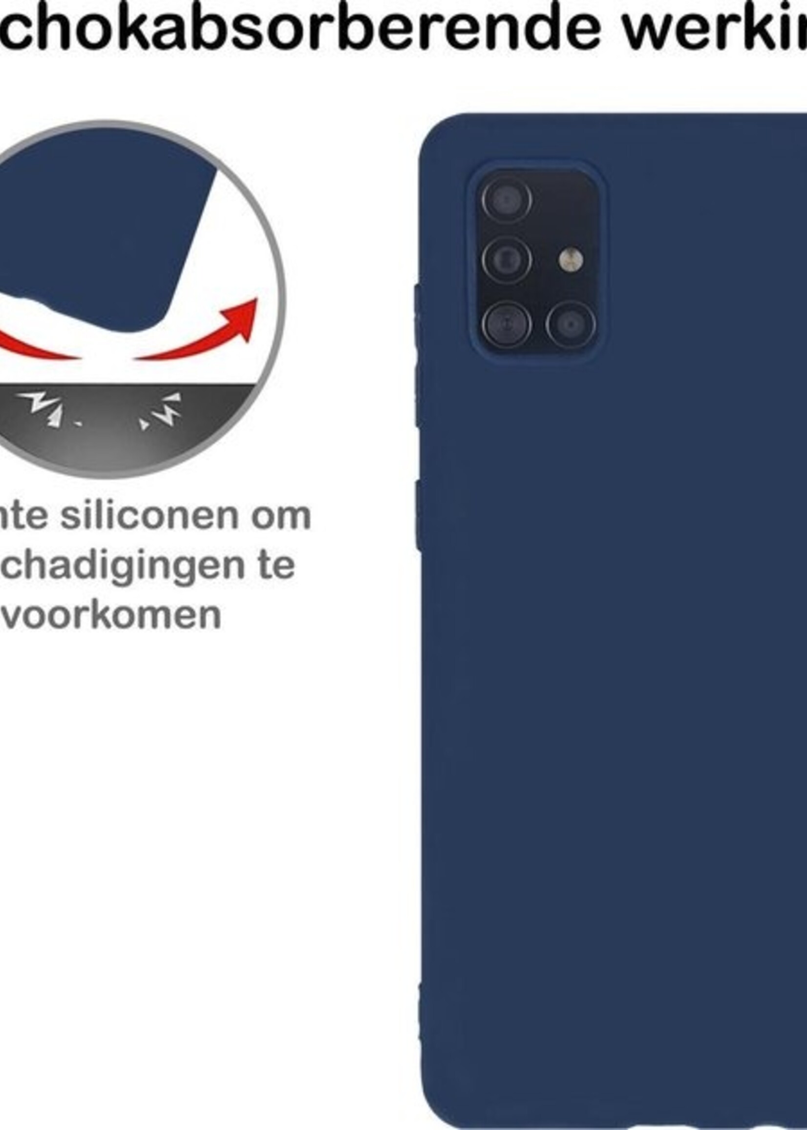 BTH Hoesje Geschikt voor Samsung A71 Hoesje Siliconen Case Hoes - Hoes Geschikt voor Samsung Galaxy A71 Hoes Cover Case - Blauw