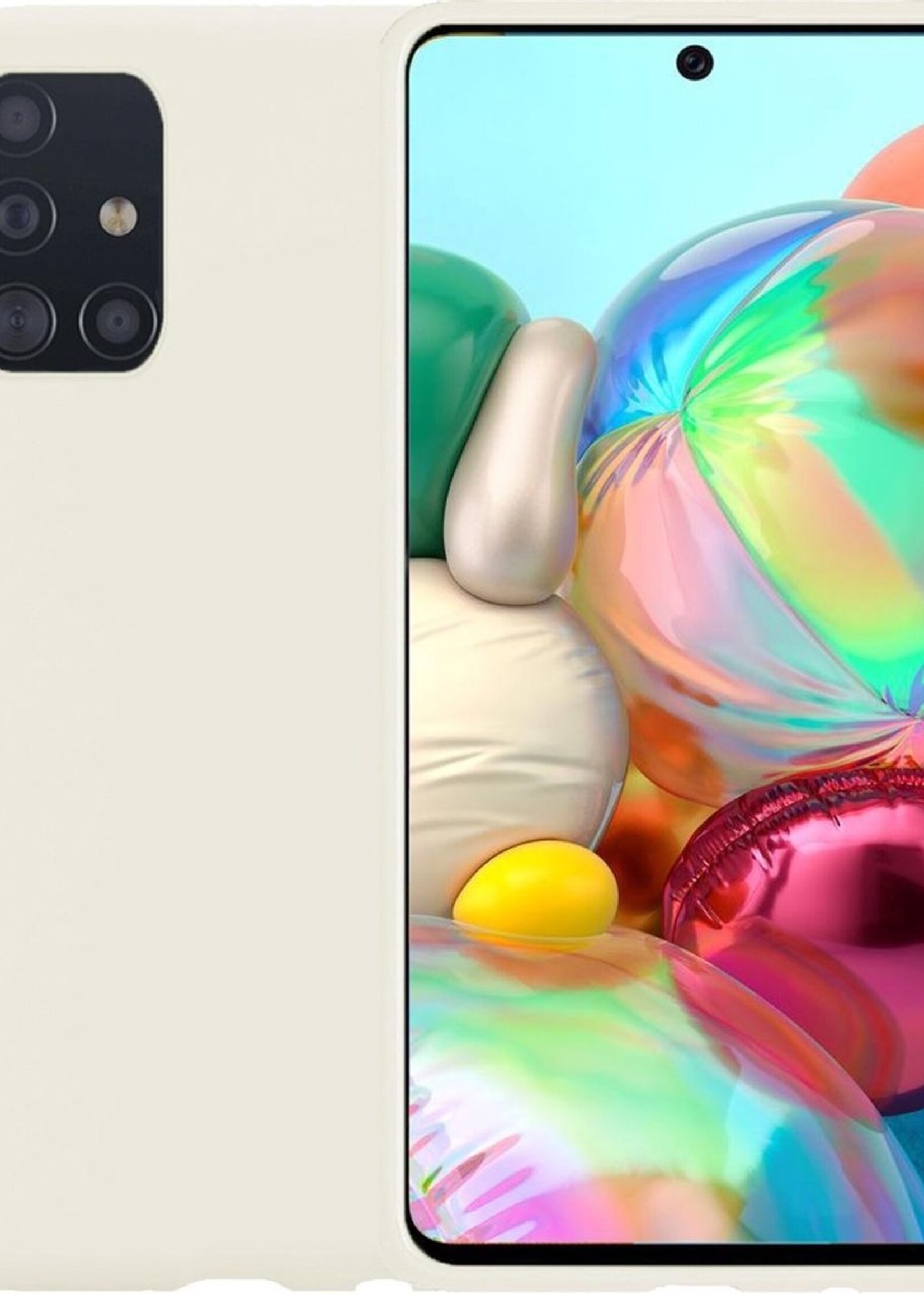 BTH Hoesje Geschikt voor Samsung A71 Hoesje Siliconen Case Hoes - Hoes Geschikt voor Samsung Galaxy A71 Hoes Cover Case - Wit