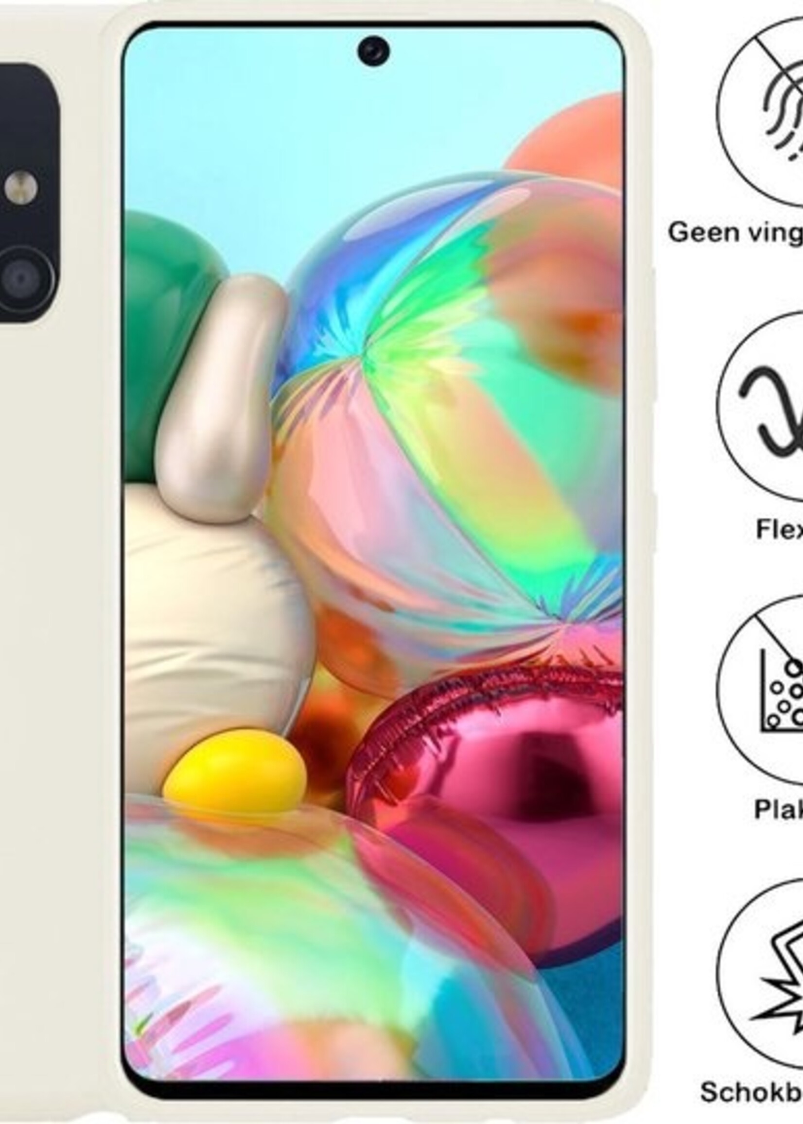 BTH Hoesje Geschikt voor Samsung A71 Hoesje Siliconen Case Hoes - Hoes Geschikt voor Samsung Galaxy A71 Hoes Cover Case - Wit