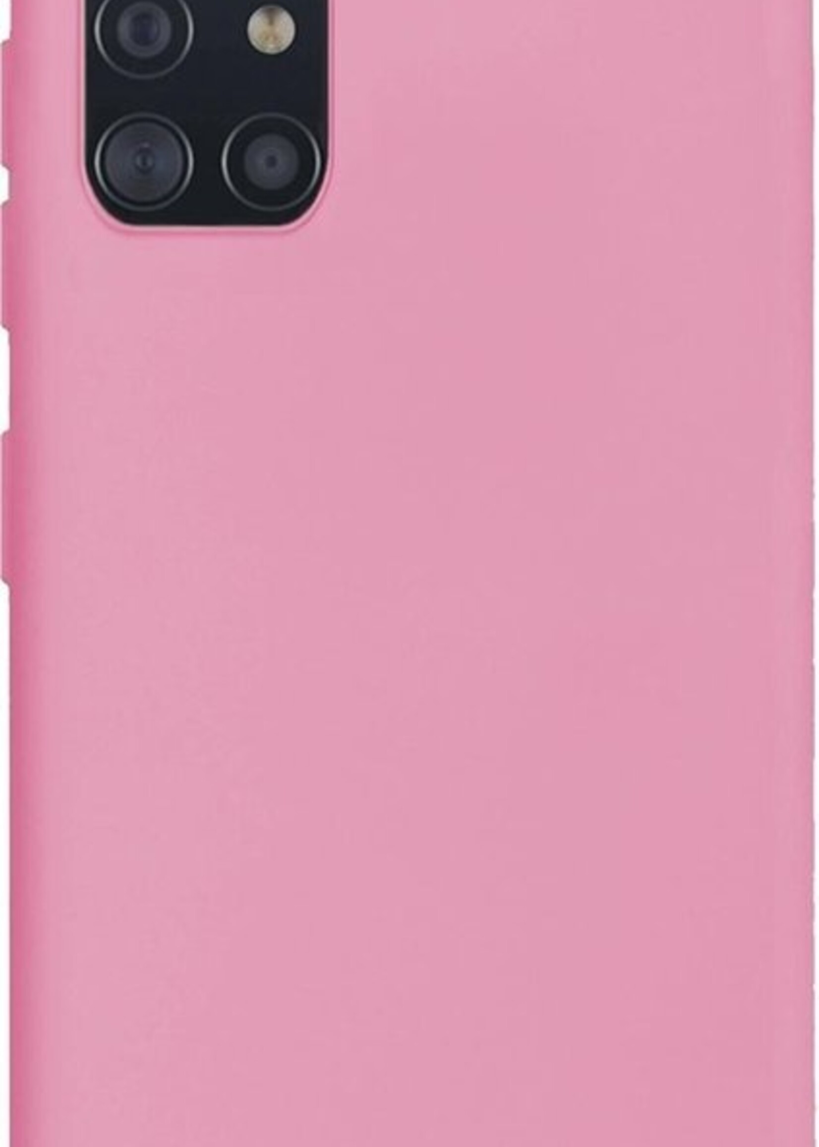 BTH Hoesje Geschikt voor Samsung A71 Hoesje Siliconen Case Hoes - Hoes Geschikt voor Samsung Galaxy A71 Hoes Cover Case - Roze