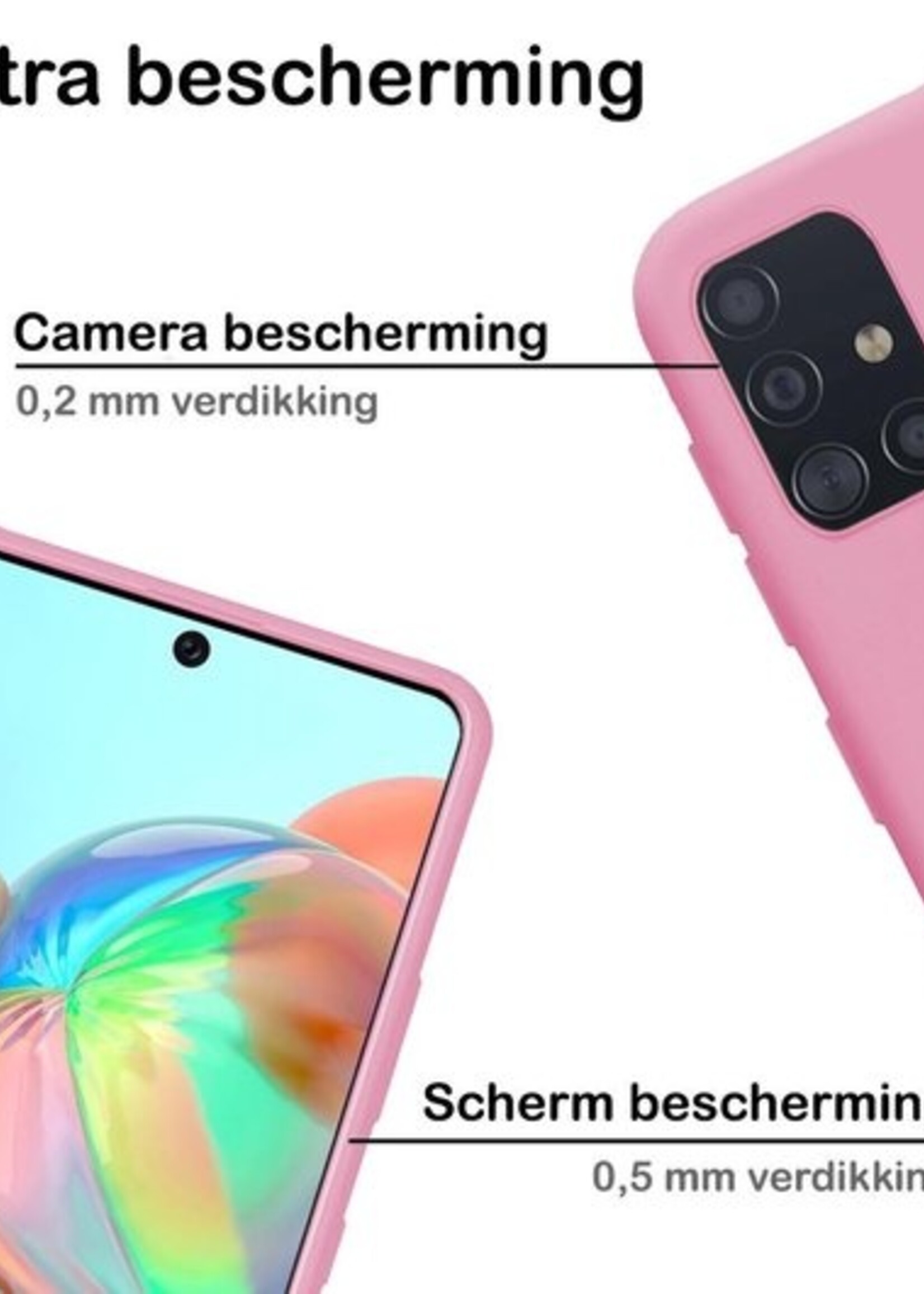 BTH Hoesje Geschikt voor Samsung A71 Hoesje Siliconen Case Hoes - Hoes Geschikt voor Samsung Galaxy A71 Hoes Cover Case - Roze
