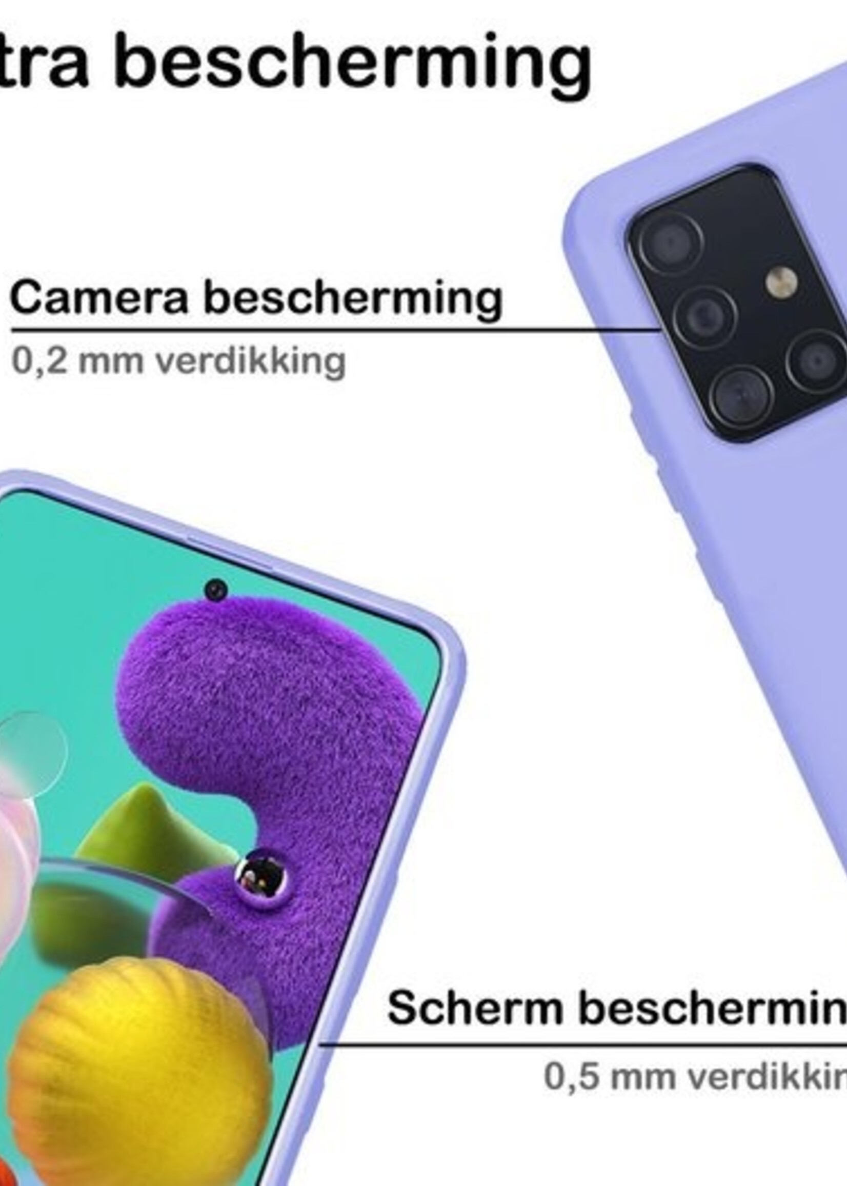 BTH Hoesje Geschikt voor Samsung A51 Hoesje Siliconen Case Hoes - Hoes Geschikt voor Samsung Galaxy A51 Hoes Cover Case - Lila - 2 PACK