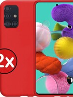 BTH BTH 2x Samsung Galaxy A51 hoesje siliconen - Rood