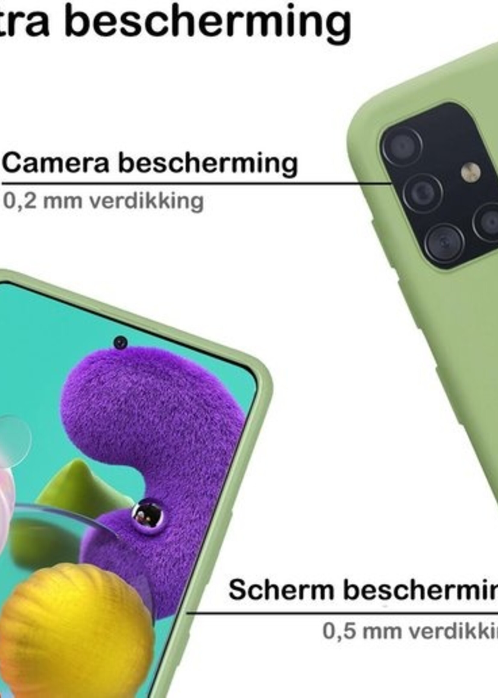 BTH Hoesje Geschikt voor Samsung A51 Hoesje Siliconen Case Hoes - Hoes Geschikt voor Samsung Galaxy A51 Hoes Cover Case - Groen - 2 PACK
