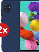 BTH BTH 2x Samsung Galaxy A51 hoesje siliconen - Donkerblauw
