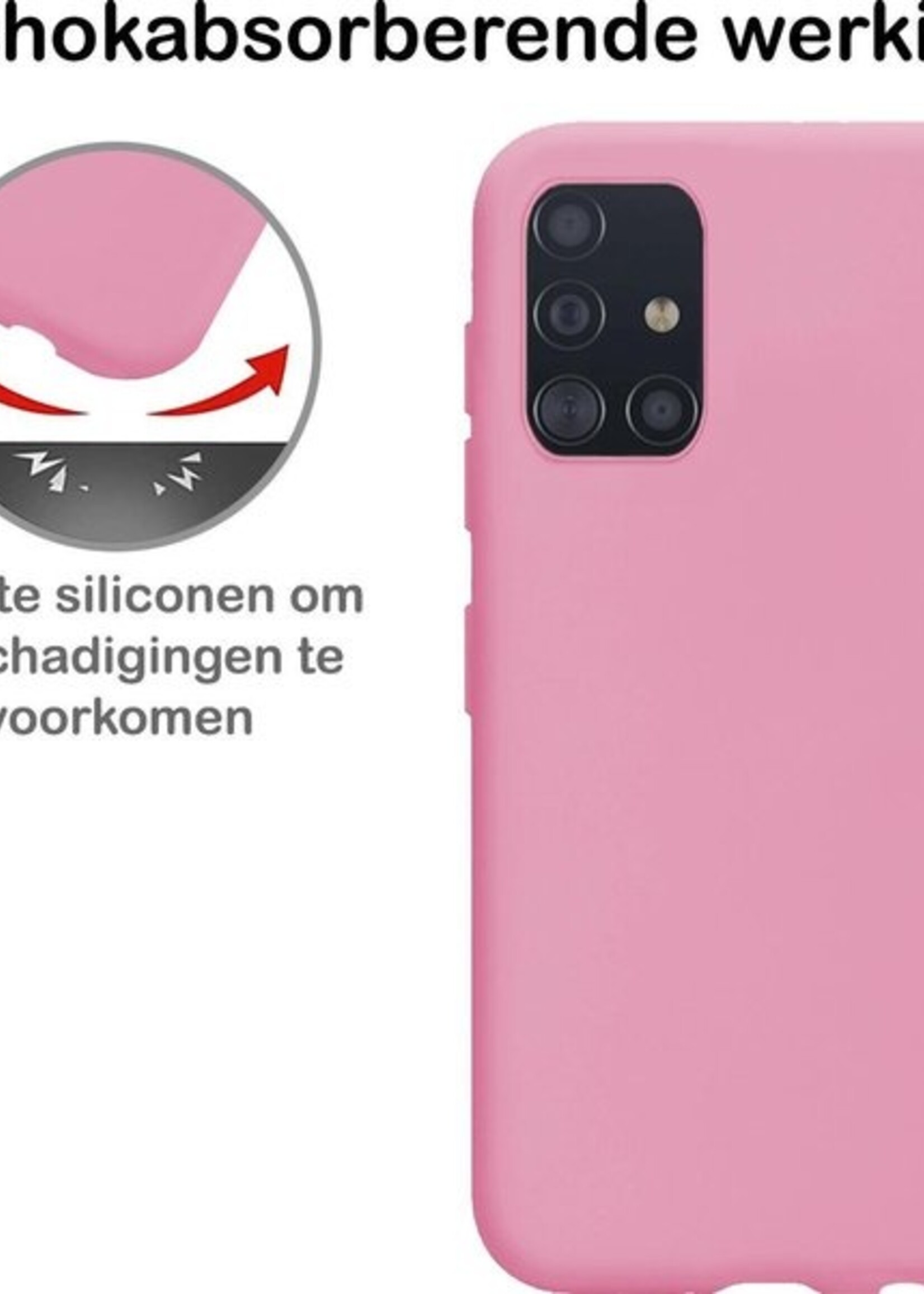 BTH Hoesje Geschikt voor Samsung A51 Hoesje Siliconen Case Hoes - Hoes Geschikt voor Samsung Galaxy A51 Hoes Cover Case - Roze - 2 PACK