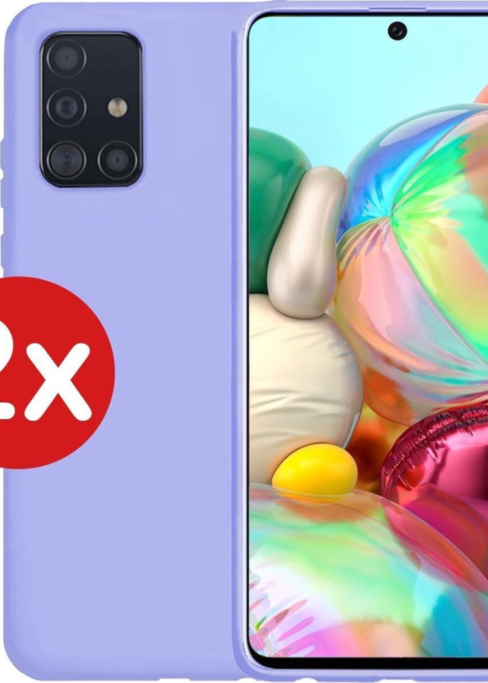 BTH Hoesje Geschikt voor Samsung A71 Hoesje Siliconen Case Hoes - Hoes Geschikt voor Samsung Galaxy A71 Hoes Cover Case - Lila - 2 PACK