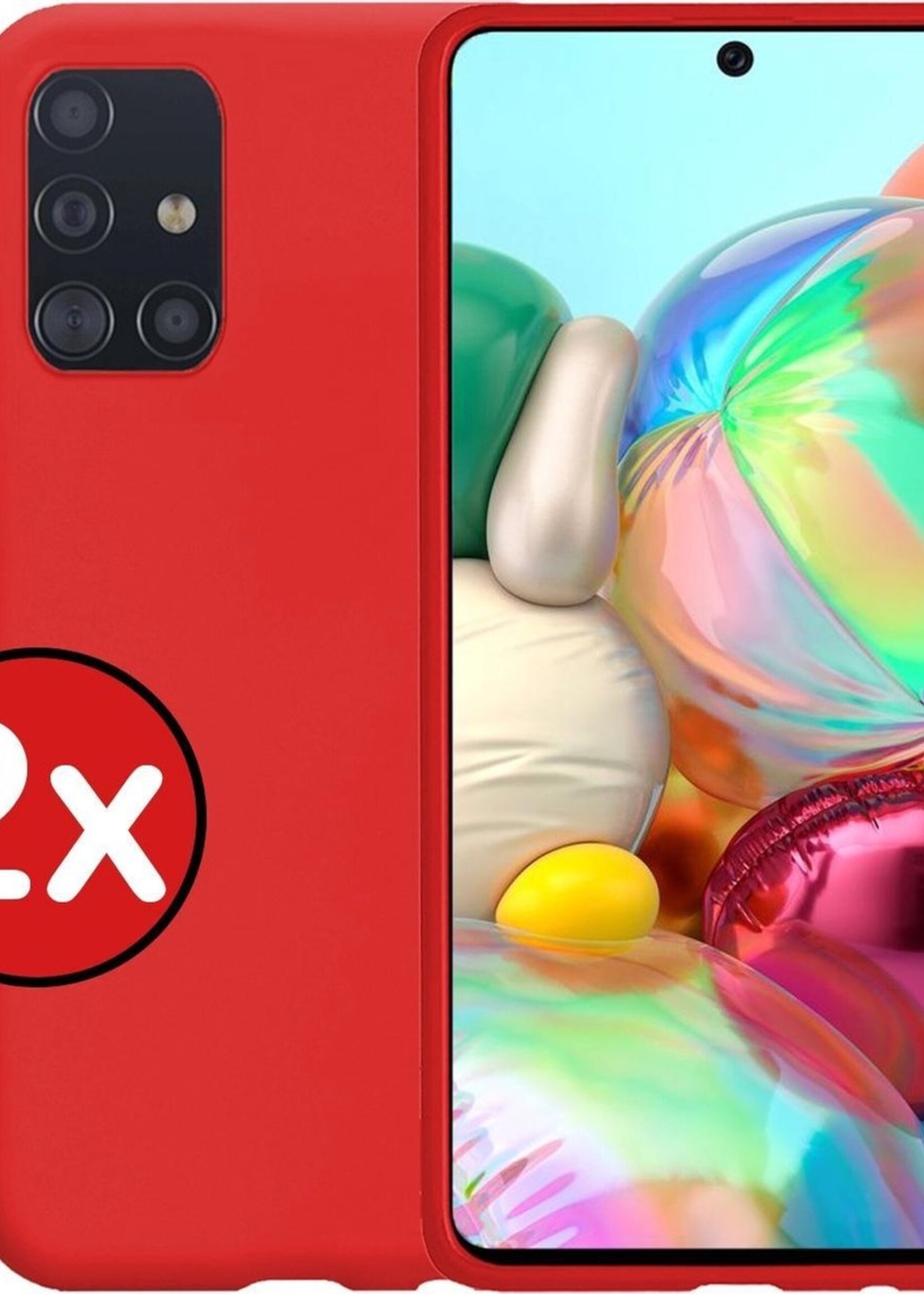 BTH Hoesje Geschikt voor Samsung A71 Hoesje Siliconen Case Hoes - Hoes Geschikt voor Samsung Galaxy A71 Hoes Cover Case - Rood - 2 PACK