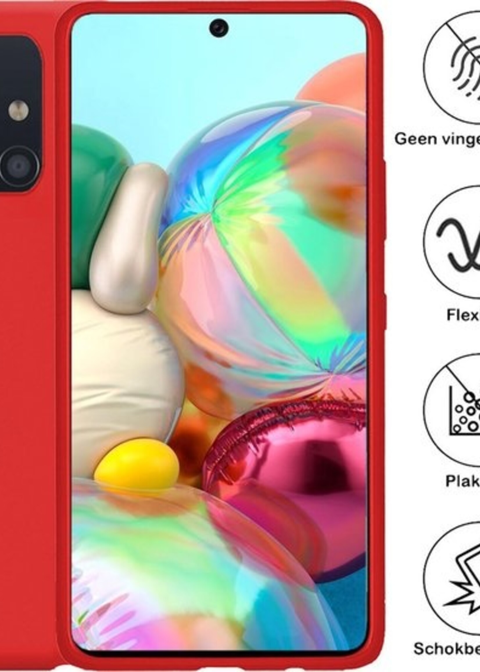 BTH Hoesje Geschikt voor Samsung A71 Hoesje Siliconen Case Hoes - Hoes Geschikt voor Samsung Galaxy A71 Hoes Cover Case - Rood - 2 PACK