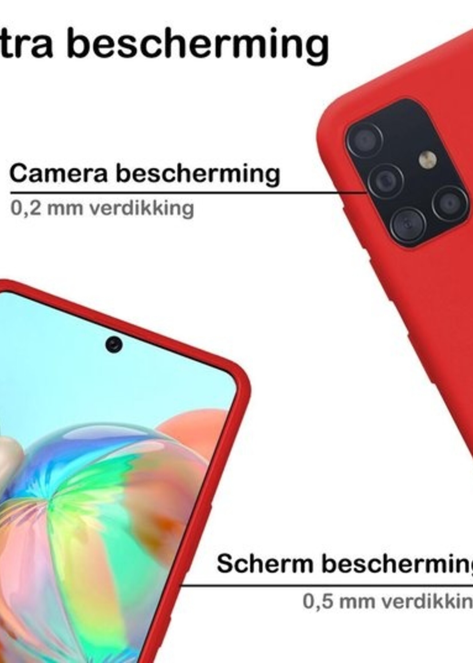 BTH Hoesje Geschikt voor Samsung A71 Hoesje Siliconen Case Hoes - Hoes Geschikt voor Samsung Galaxy A71 Hoes Cover Case - Rood - 2 PACK